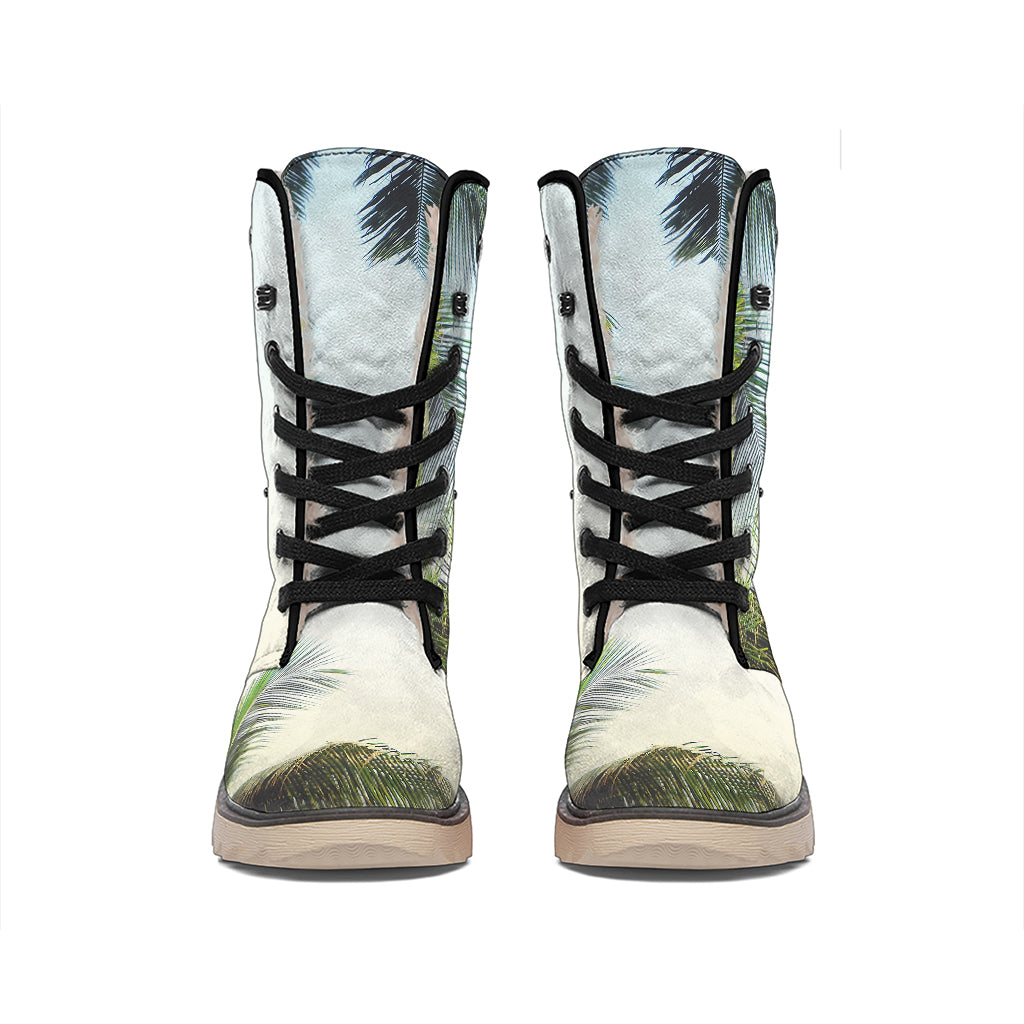 Vintage Coconut Tree Print Winter Boots