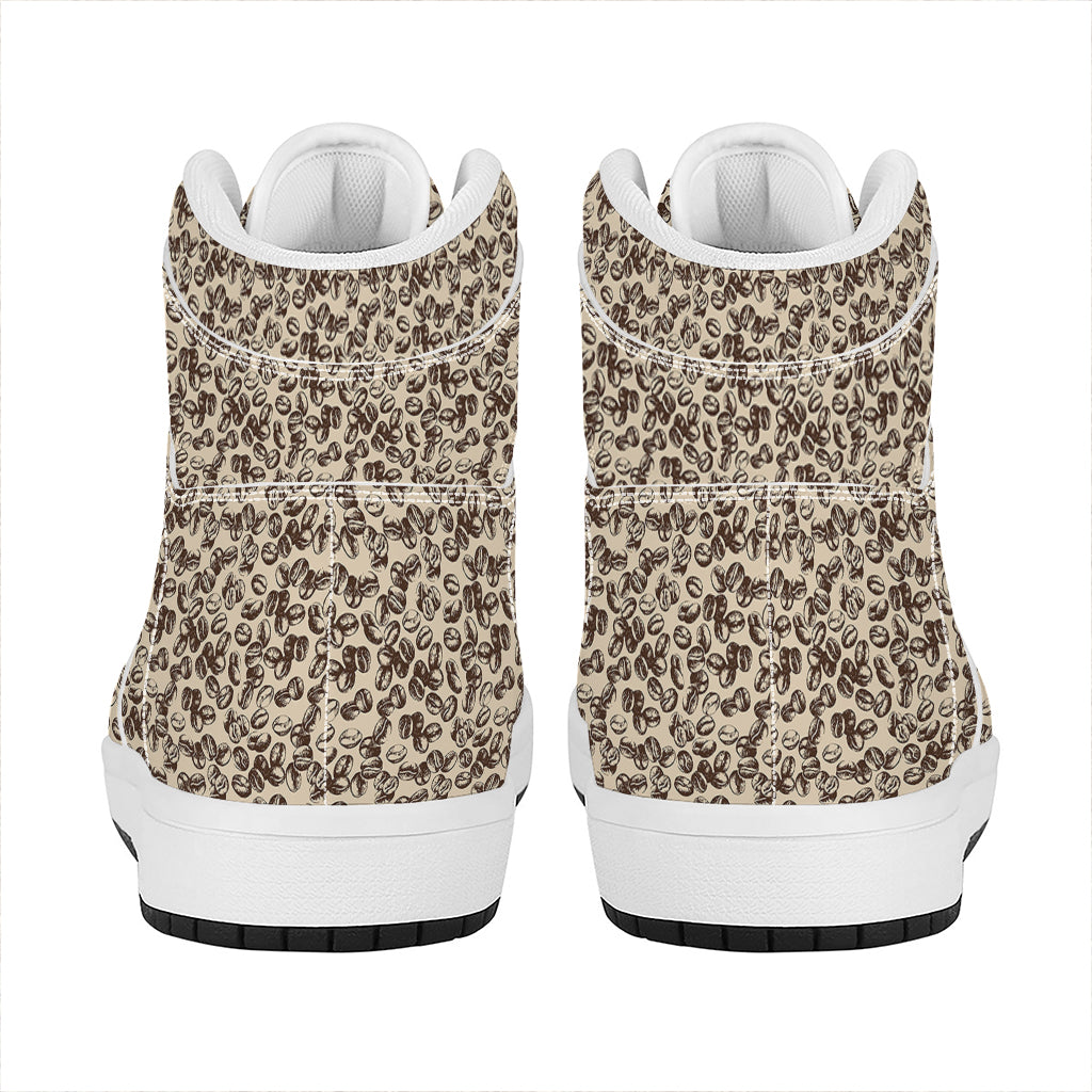 Vintage Coffee Bean Pattern Print High Top Leather Sneakers