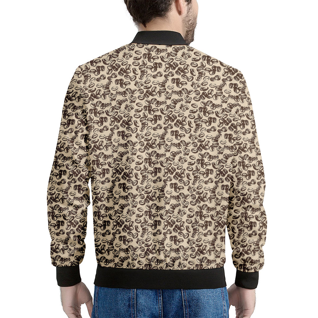 Vintage Coffee Bean Pattern Print Men's Bomber Jacket