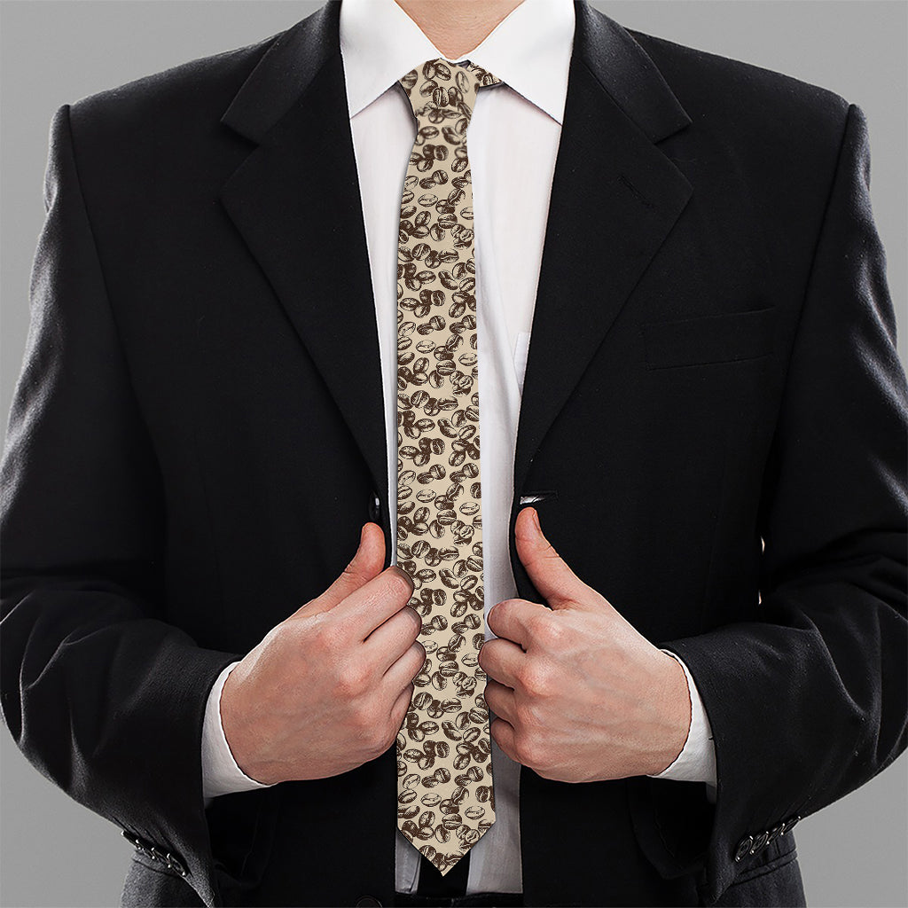 Vintage Coffee Bean Pattern Print Necktie