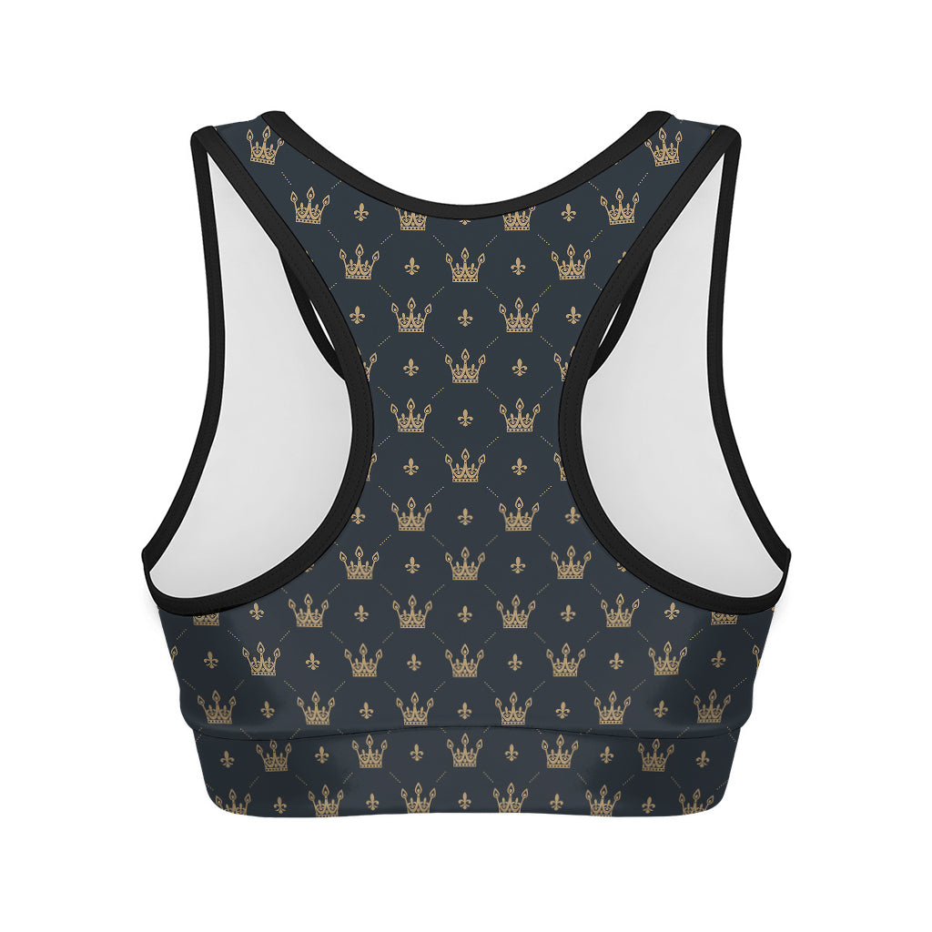 Vintage Crown Pattern Print Women's Sports Bra