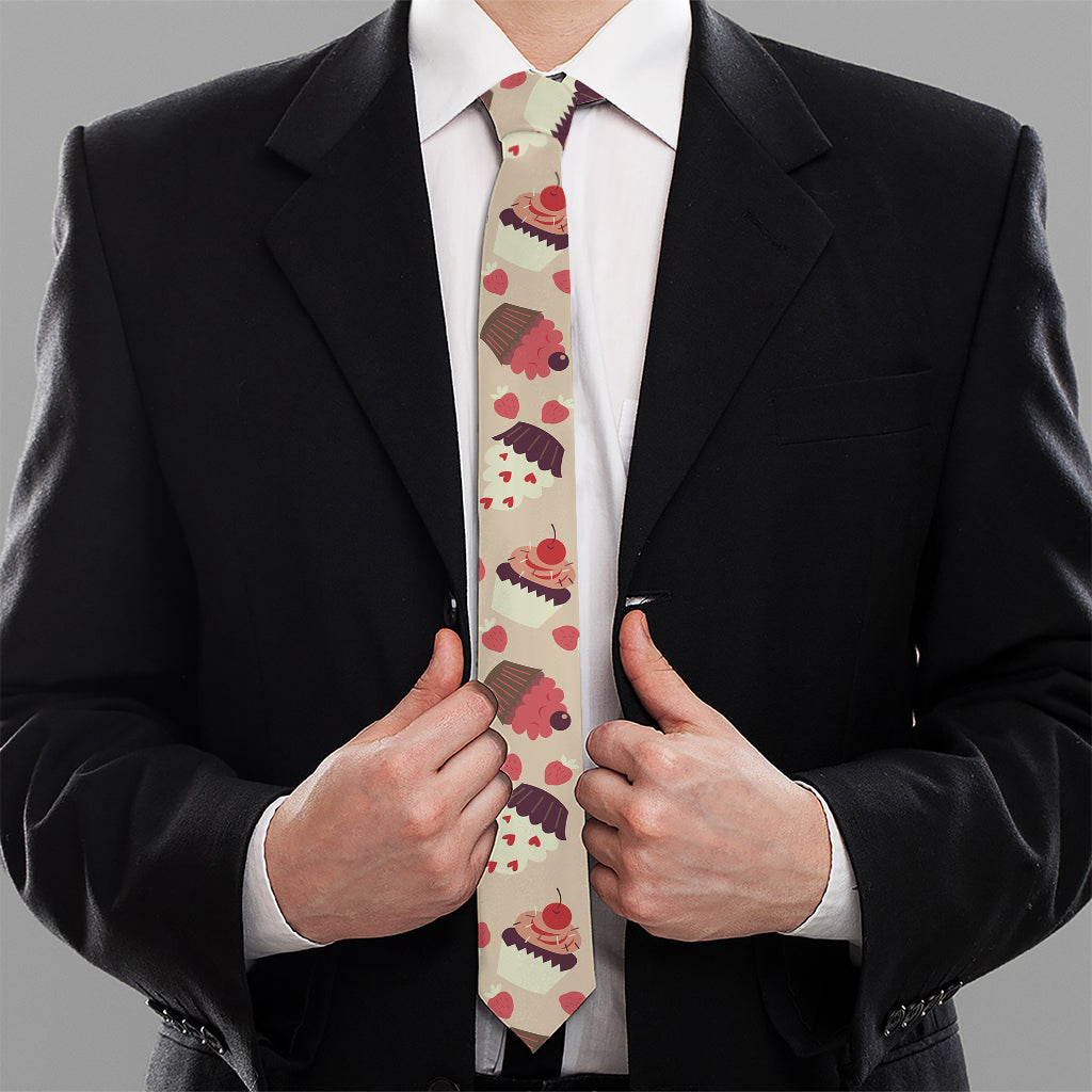 Vintage Cupcake Pattern Print Necktie