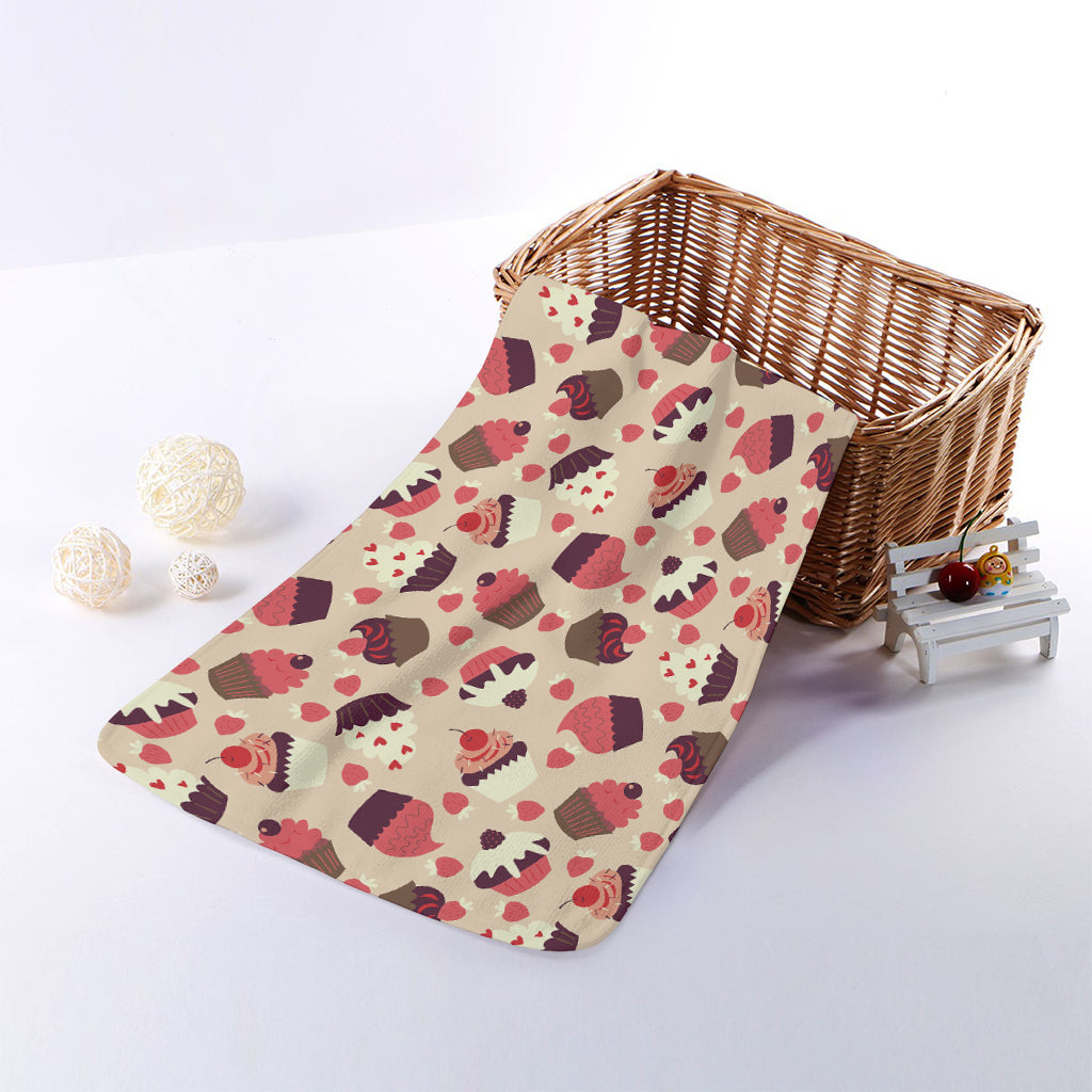 Vintage Cupcake Pattern Print Towel