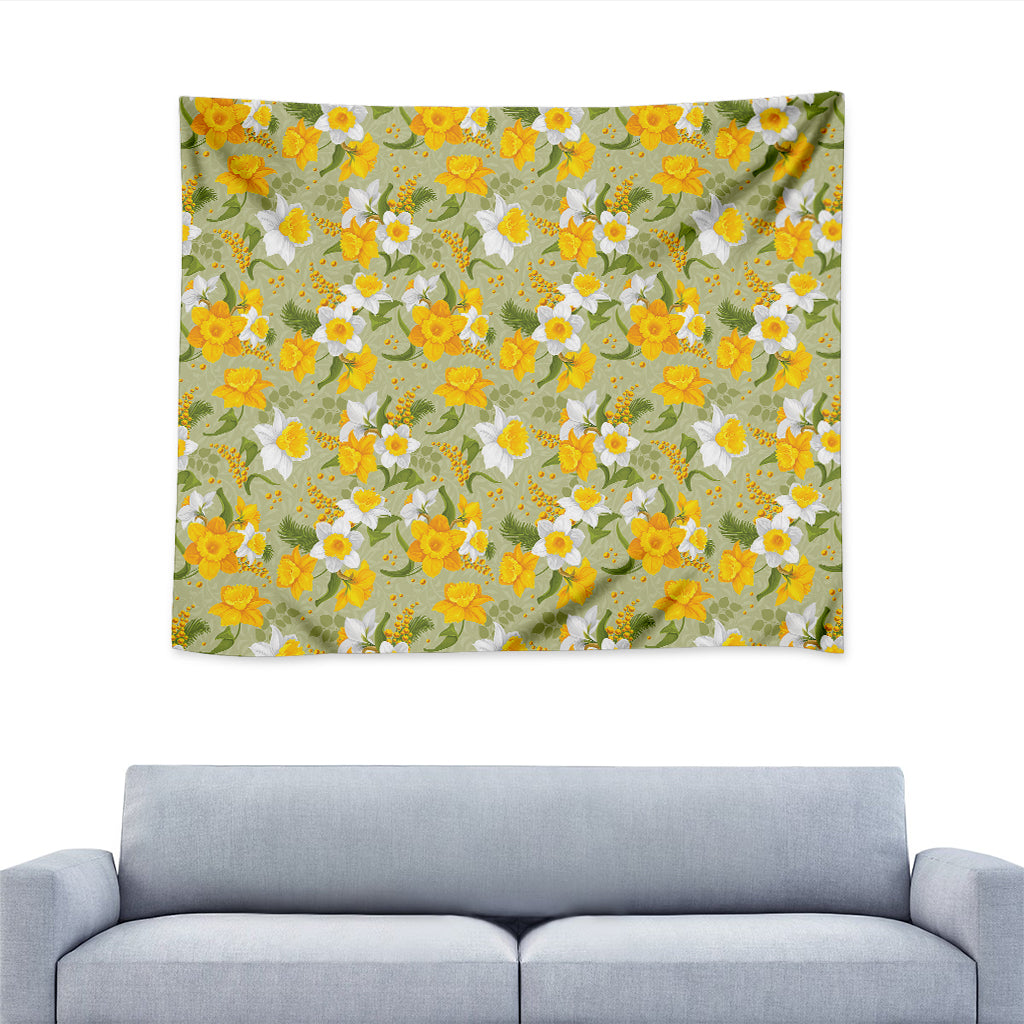 Vintage Daffodil Flower Pattern Print Tapestry