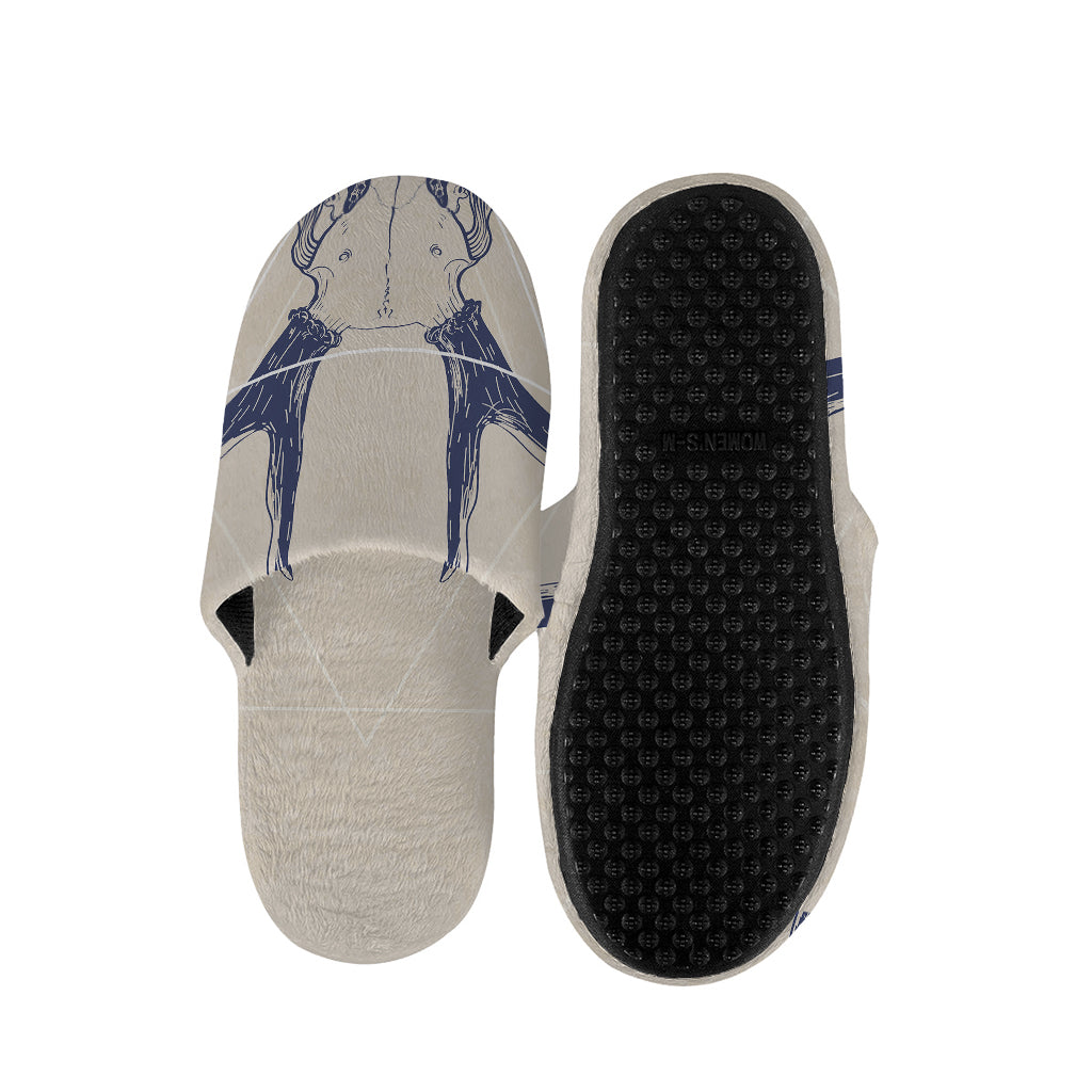 Vintage Deer Skull Print Slippers