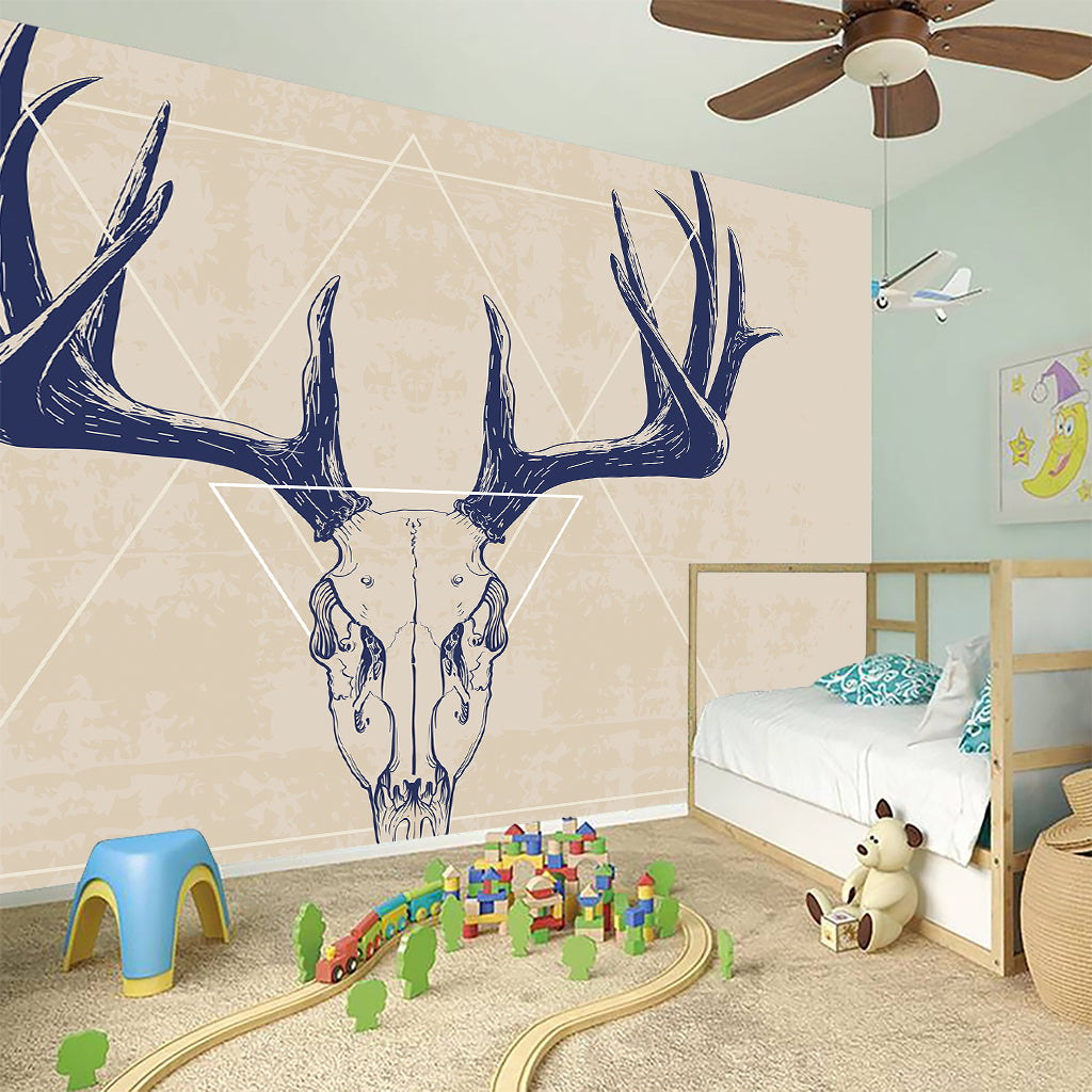 Vintage Deer Skull Print Wall Sticker