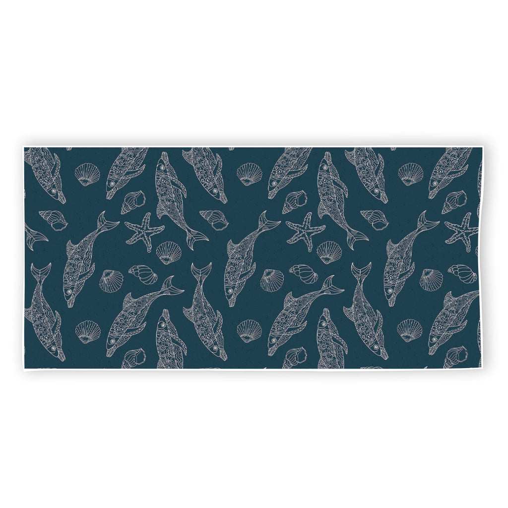 Vintage Dolphins Pattern Print Beach Towel