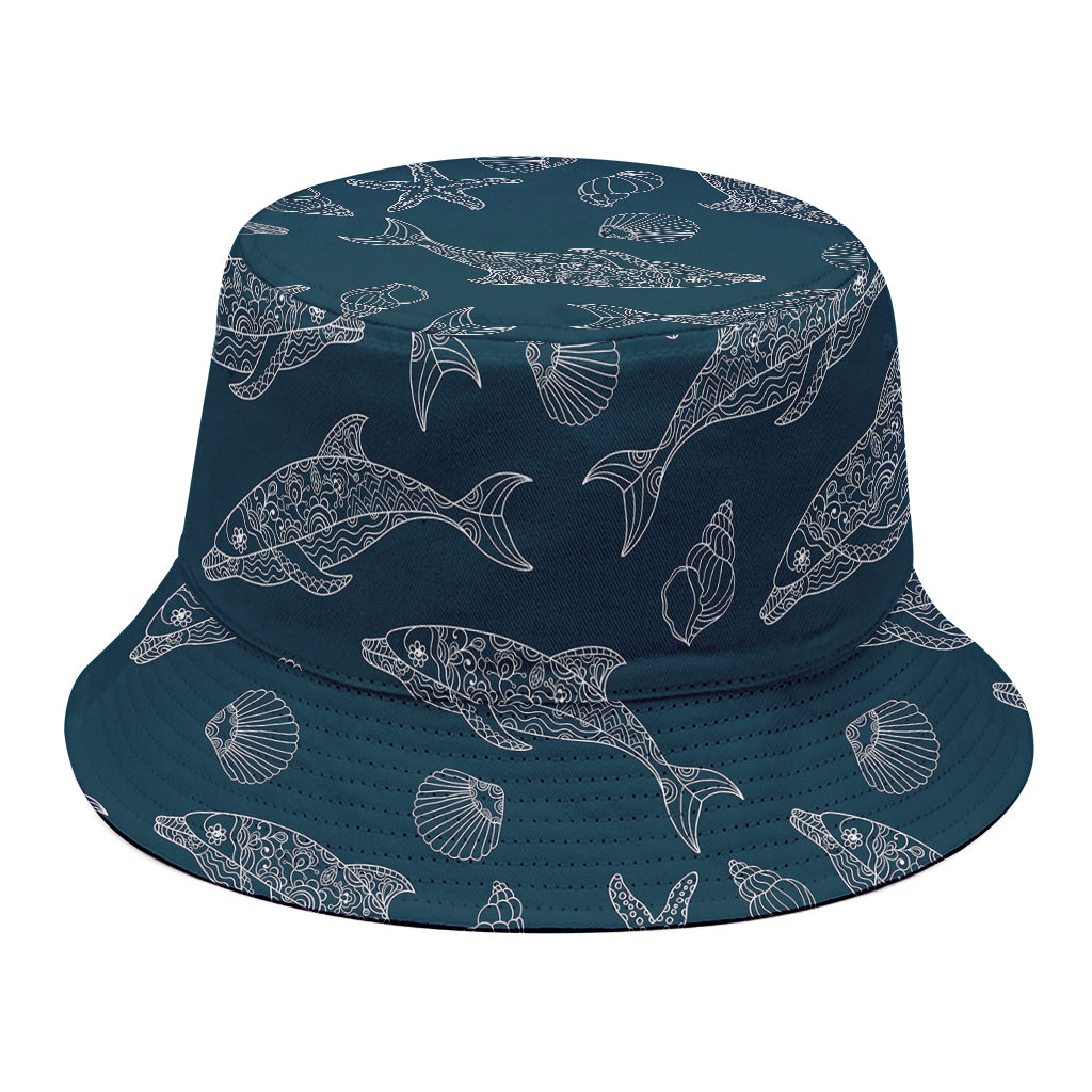 Vintage Dolphins Pattern Print Bucket Hat