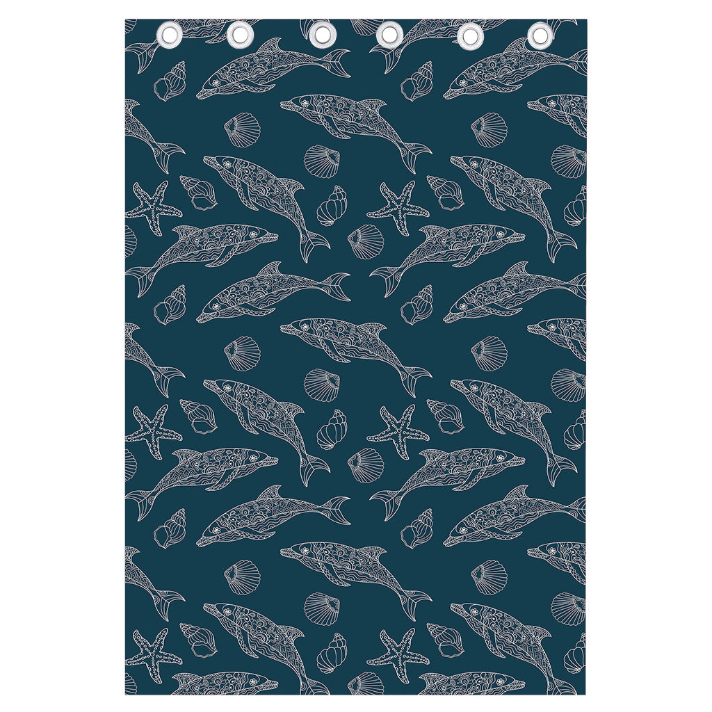 Vintage Dolphins Pattern Print Curtain