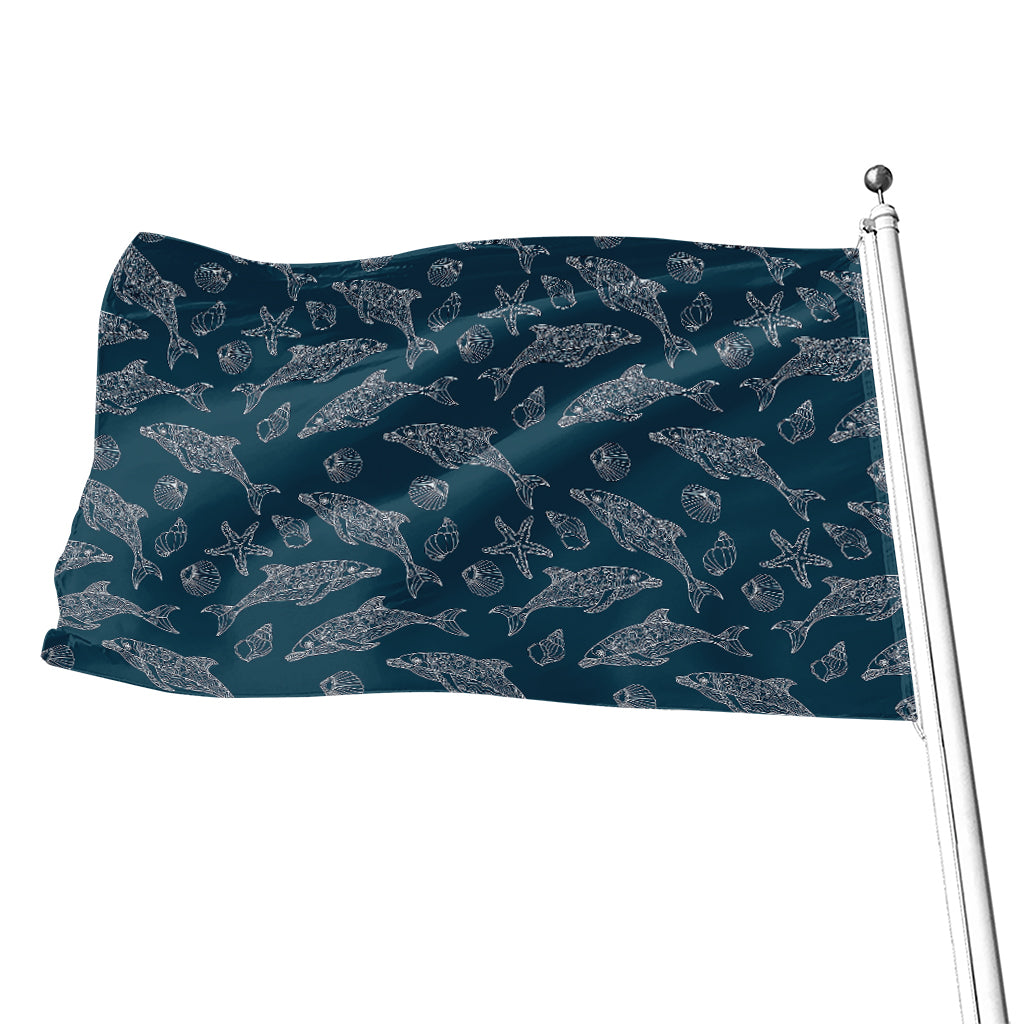 Vintage Dolphins Pattern Print Flag