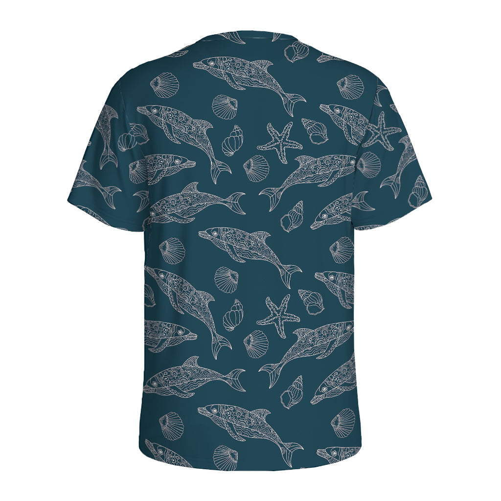Vintage Dolphins Pattern Print Men's Sports T-Shirt