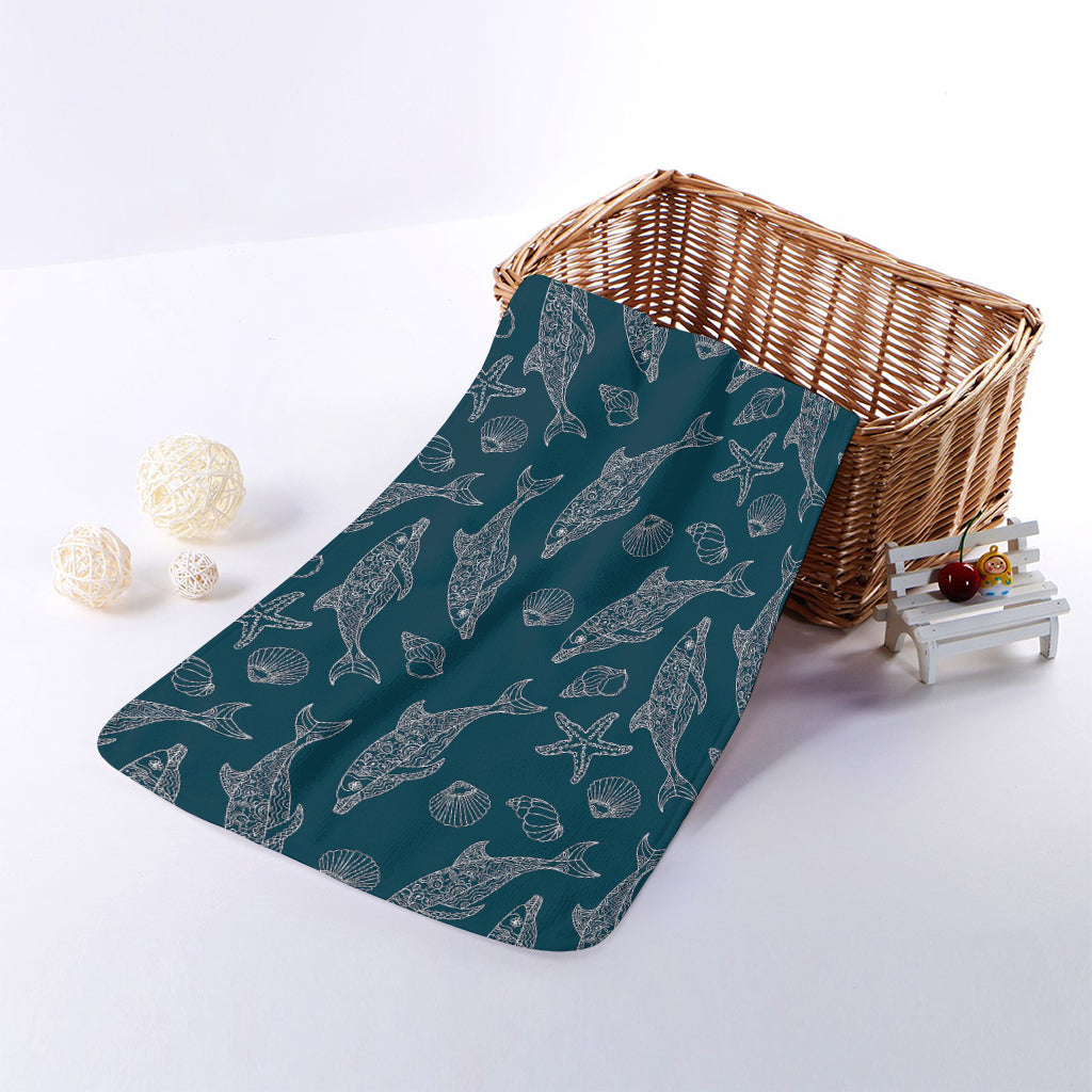 Vintage Dolphins Pattern Print Towel