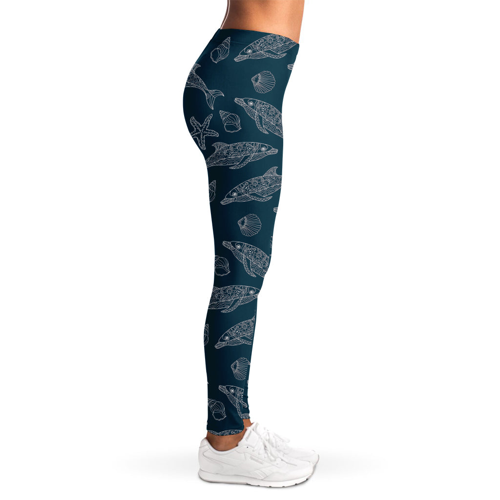Vintage Dolphins Pattern Print Women's Leggings