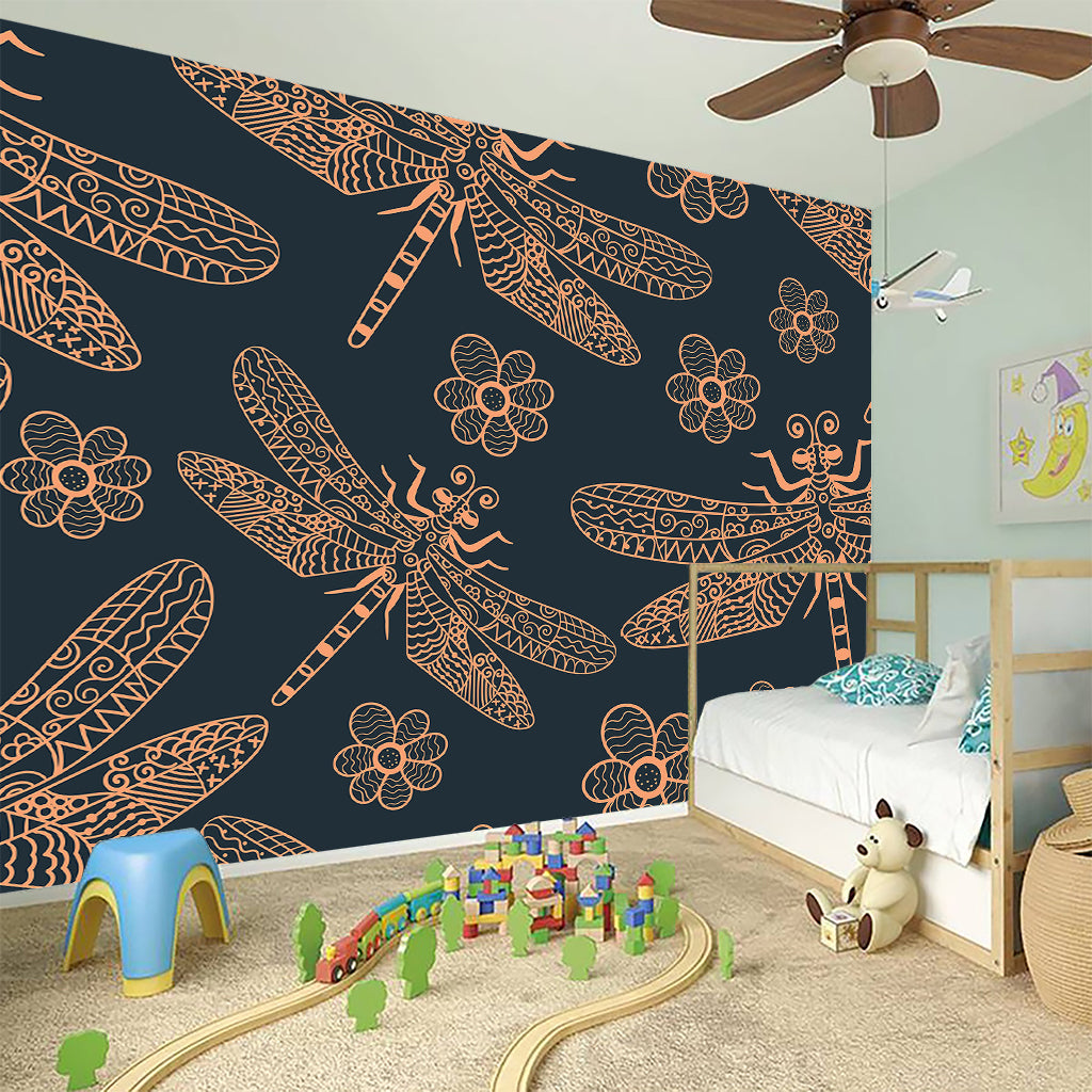 Vintage Dragonfly Pattern Print Wall Sticker