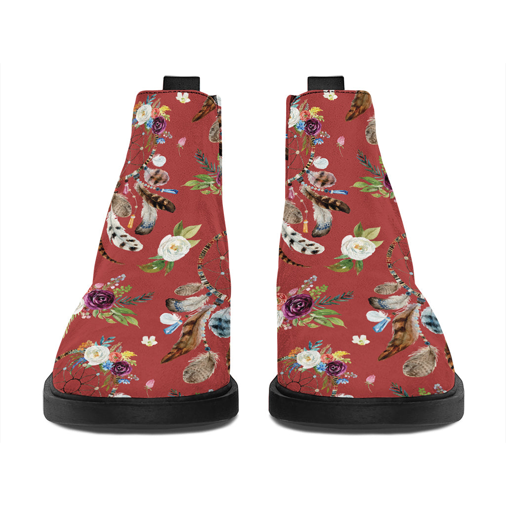 Vintage Dream Catcher Pattern Print Flat Ankle Boots