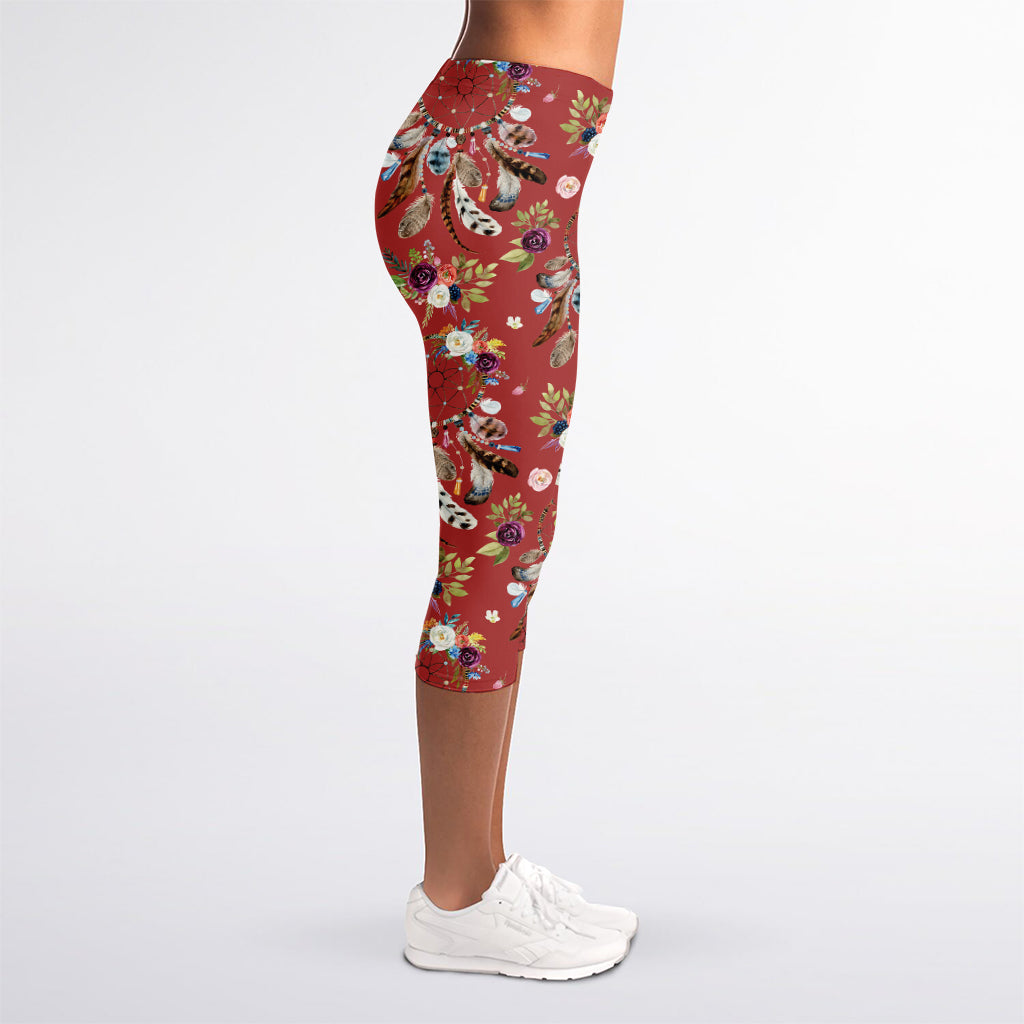 Vintage Dream Catcher Pattern Print Women's Capri Leggings