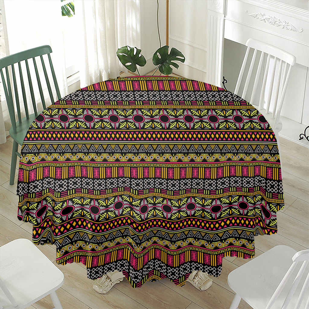 Vintage Ethnic Pattern Print Waterproof Round Tablecloth