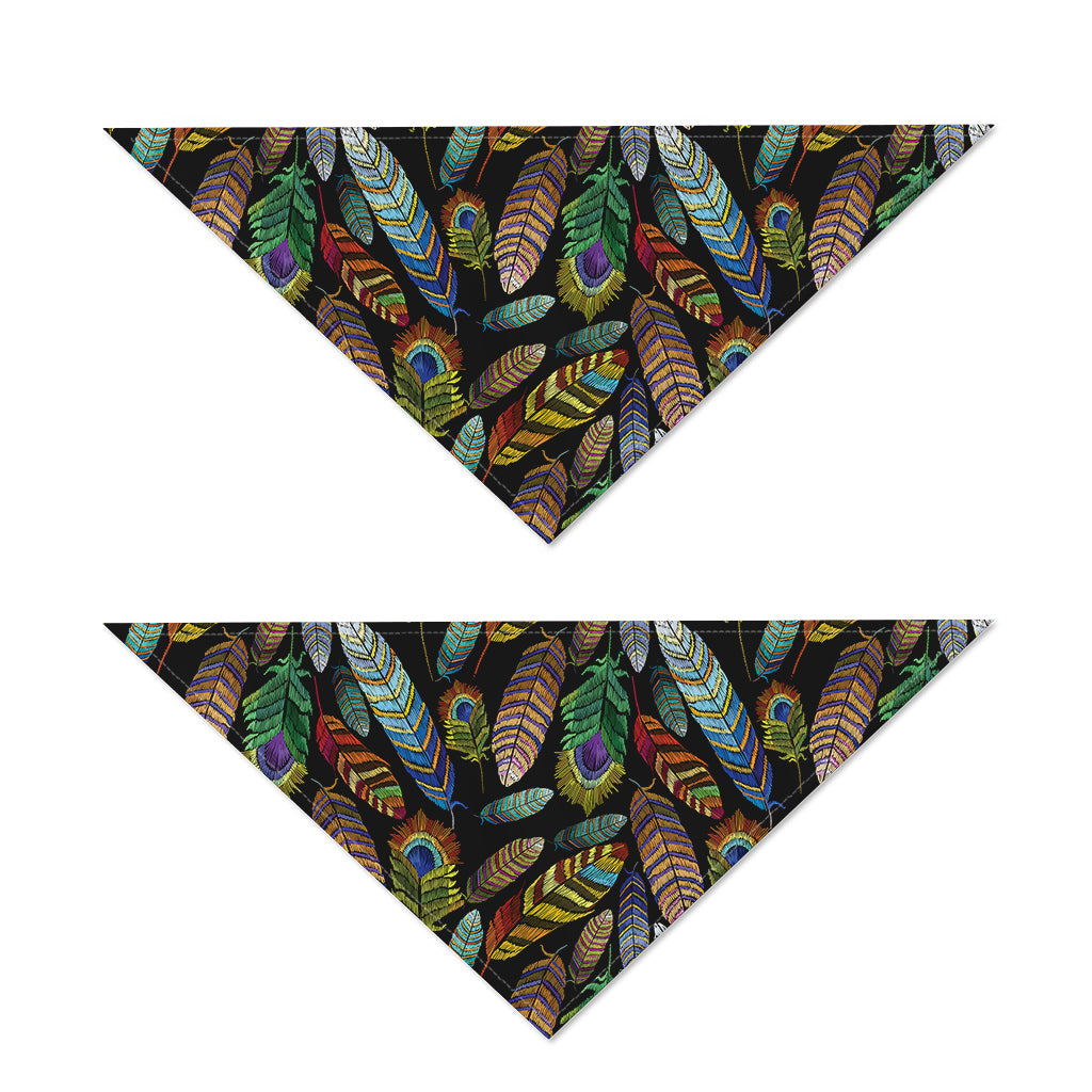 Vintage Feather Pattern Print Dog Bandana
