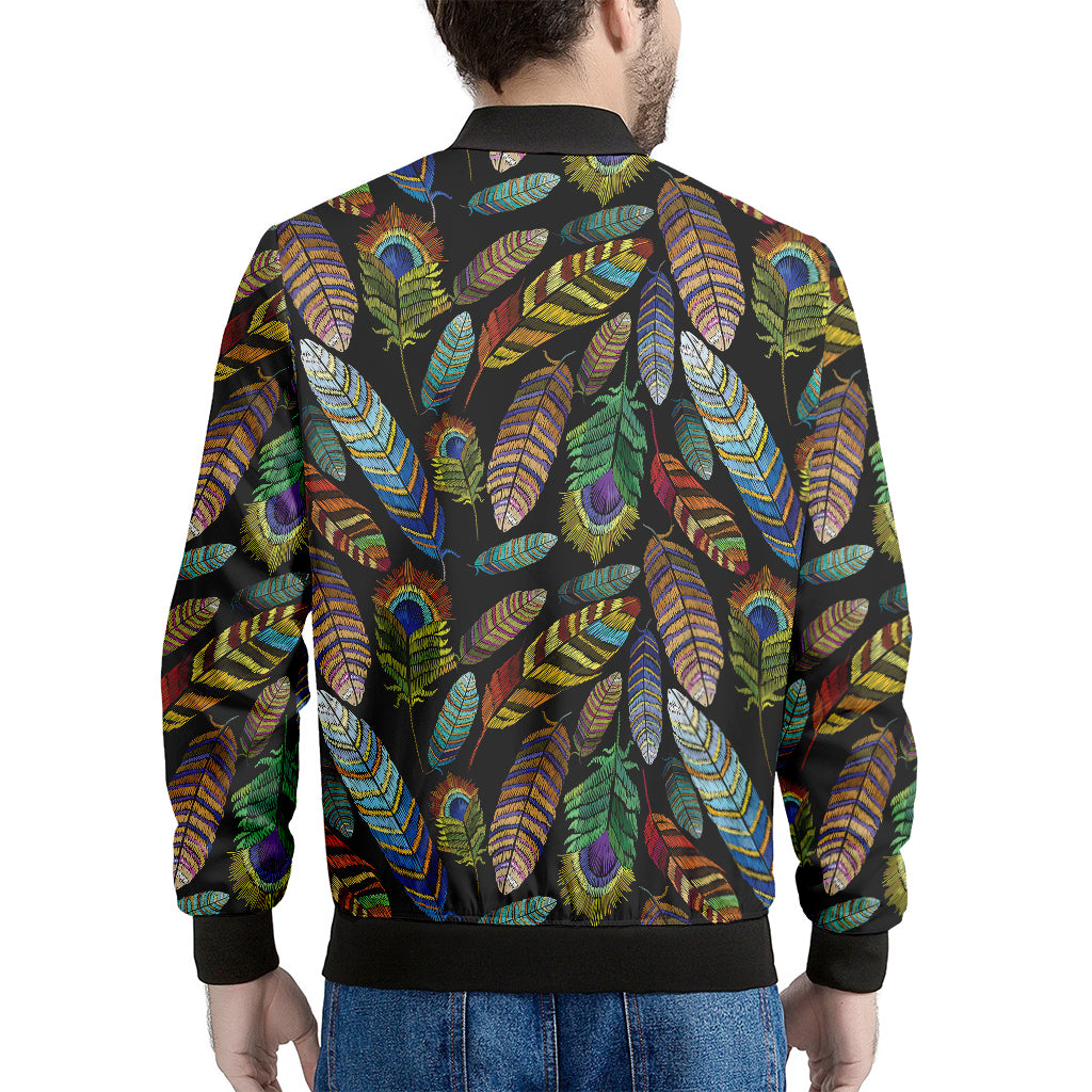 Vintage Feather Pattern Print Men's Bomber Jacket