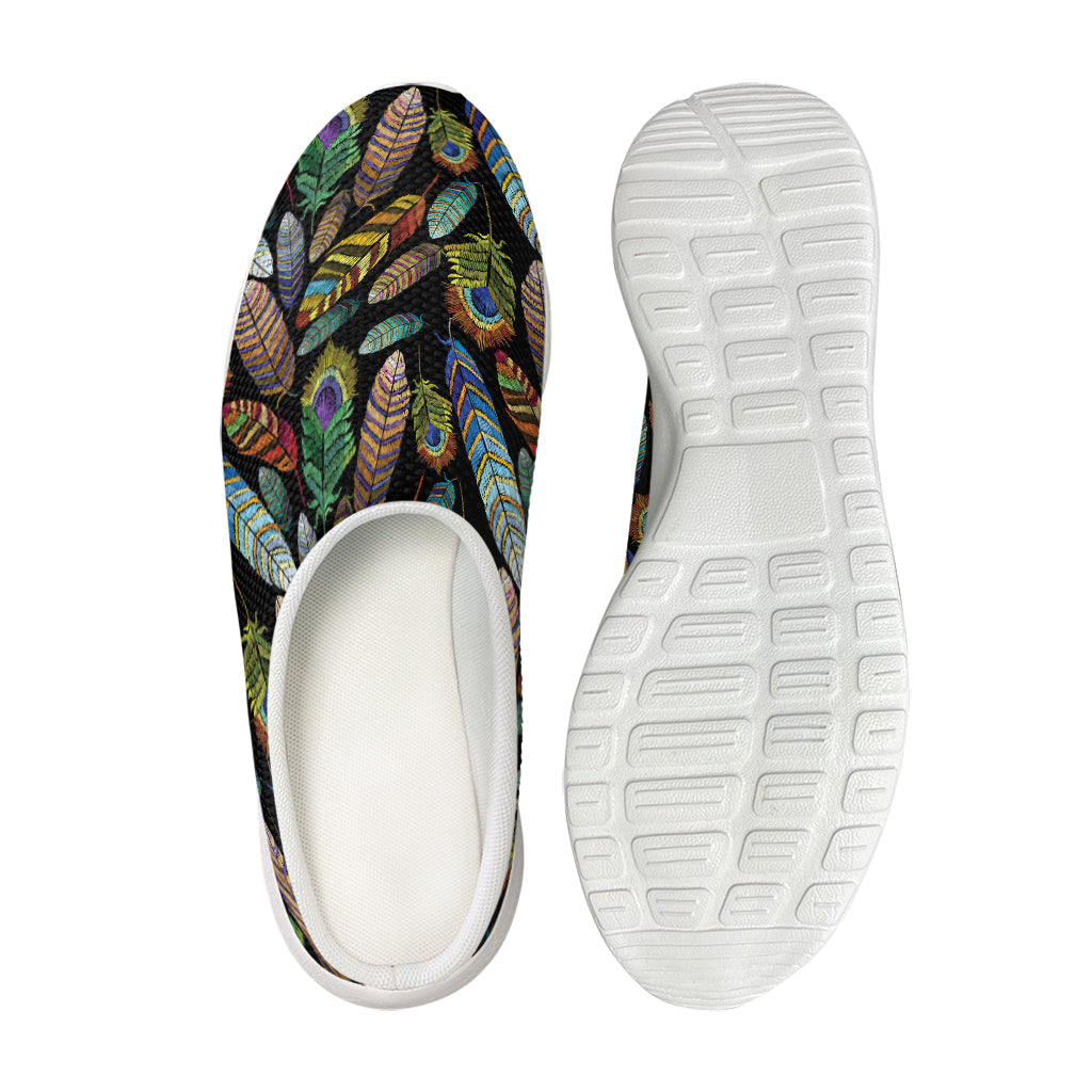 Vintage Feather Pattern Print Mesh Casual Shoes