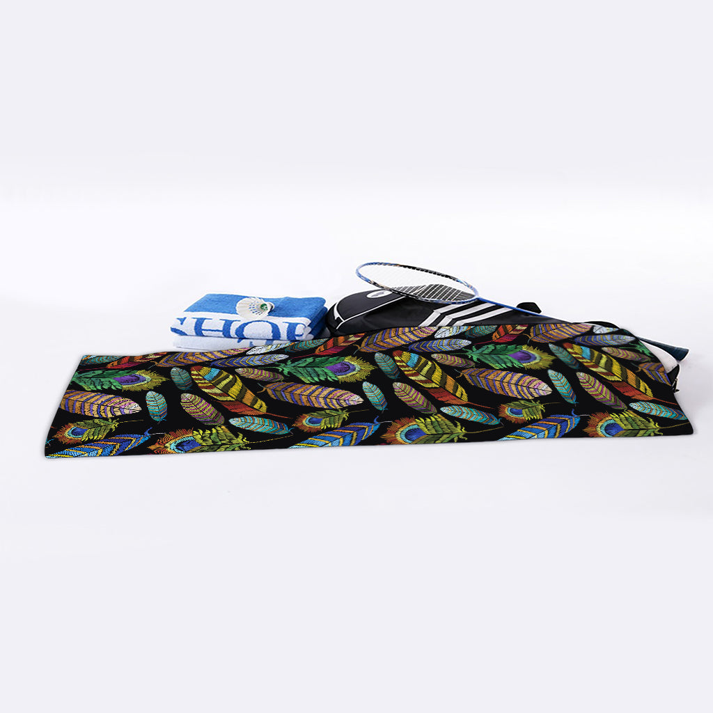 Vintage Feather Pattern Print Sports Towel