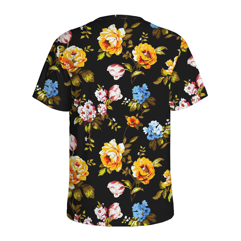 Vintage Floral Flower Pattern Print Men's Sports T-Shirt