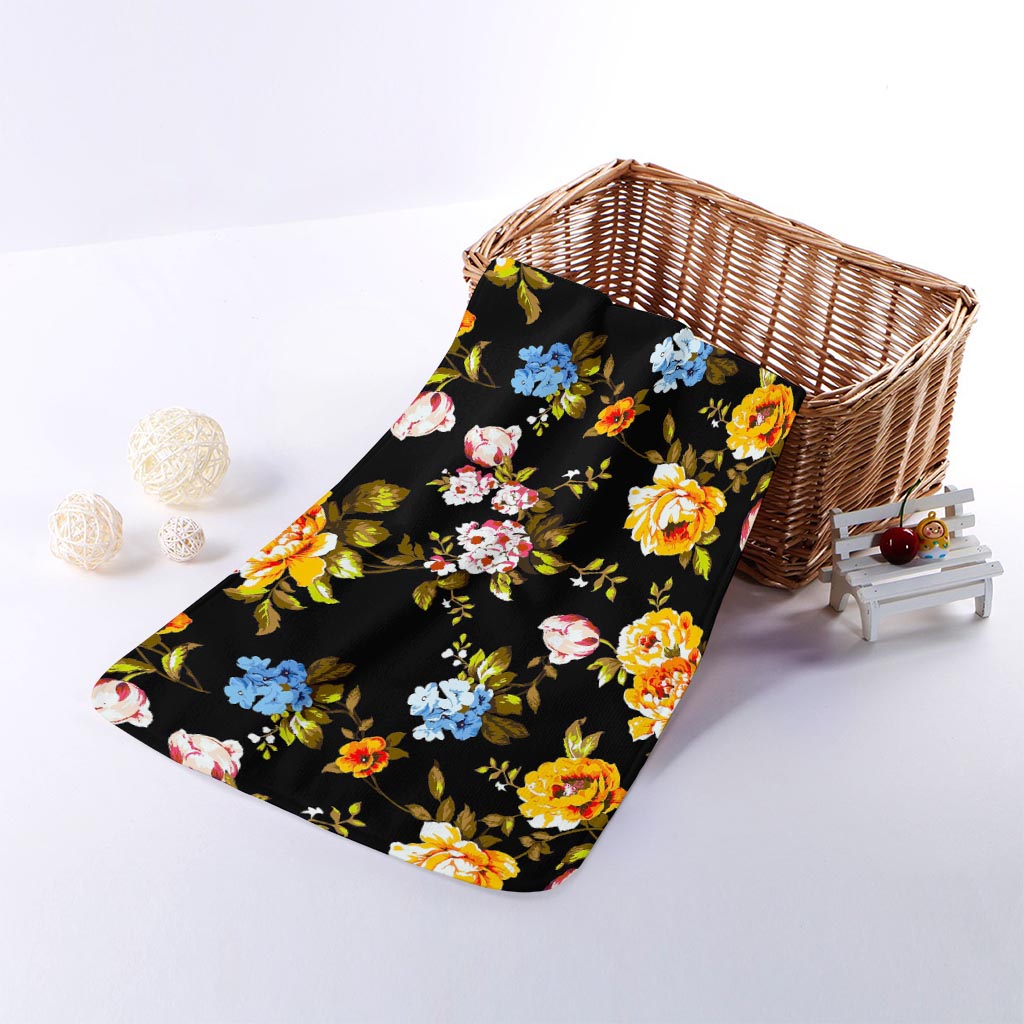 Vintage Floral Flower Pattern Print Towel