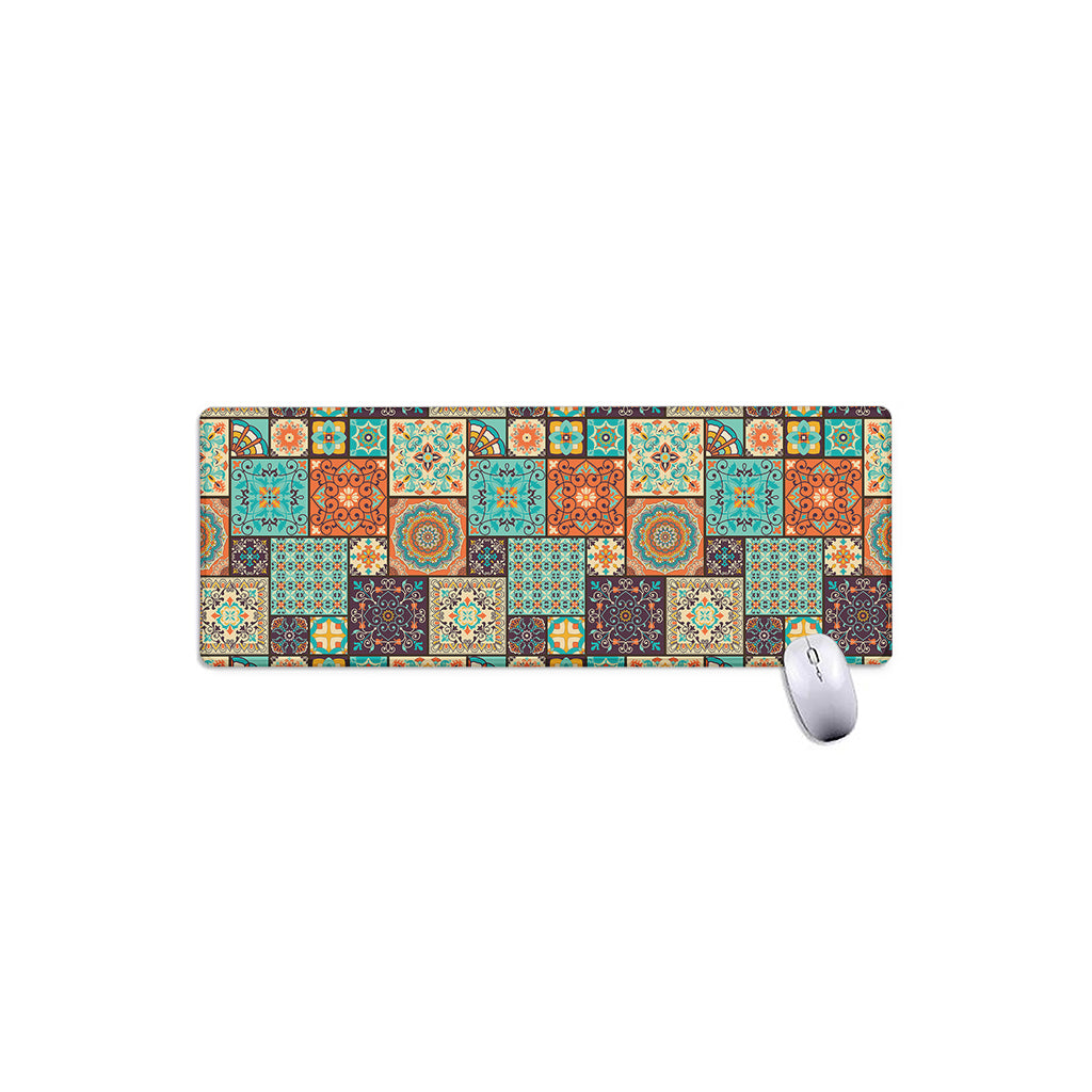 Vintage Floral Patchwork Pattern Print Extended Mouse Pad