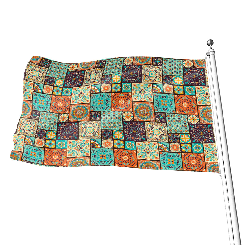 Vintage Floral Patchwork Pattern Print Flag