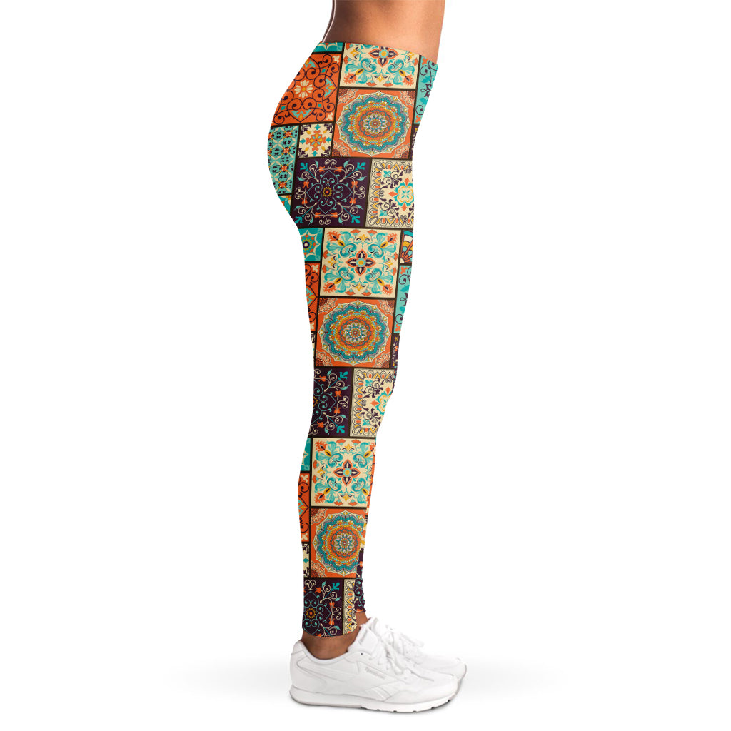 Vintage Floral Patchwork Pattern Print Women's Leggings