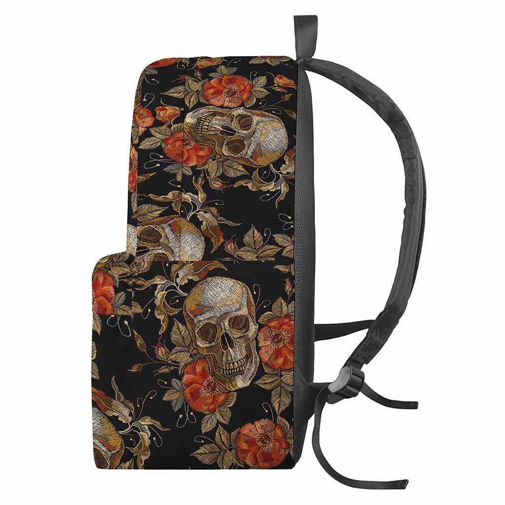 Vintage Floral Skull Pattern Print Backpack