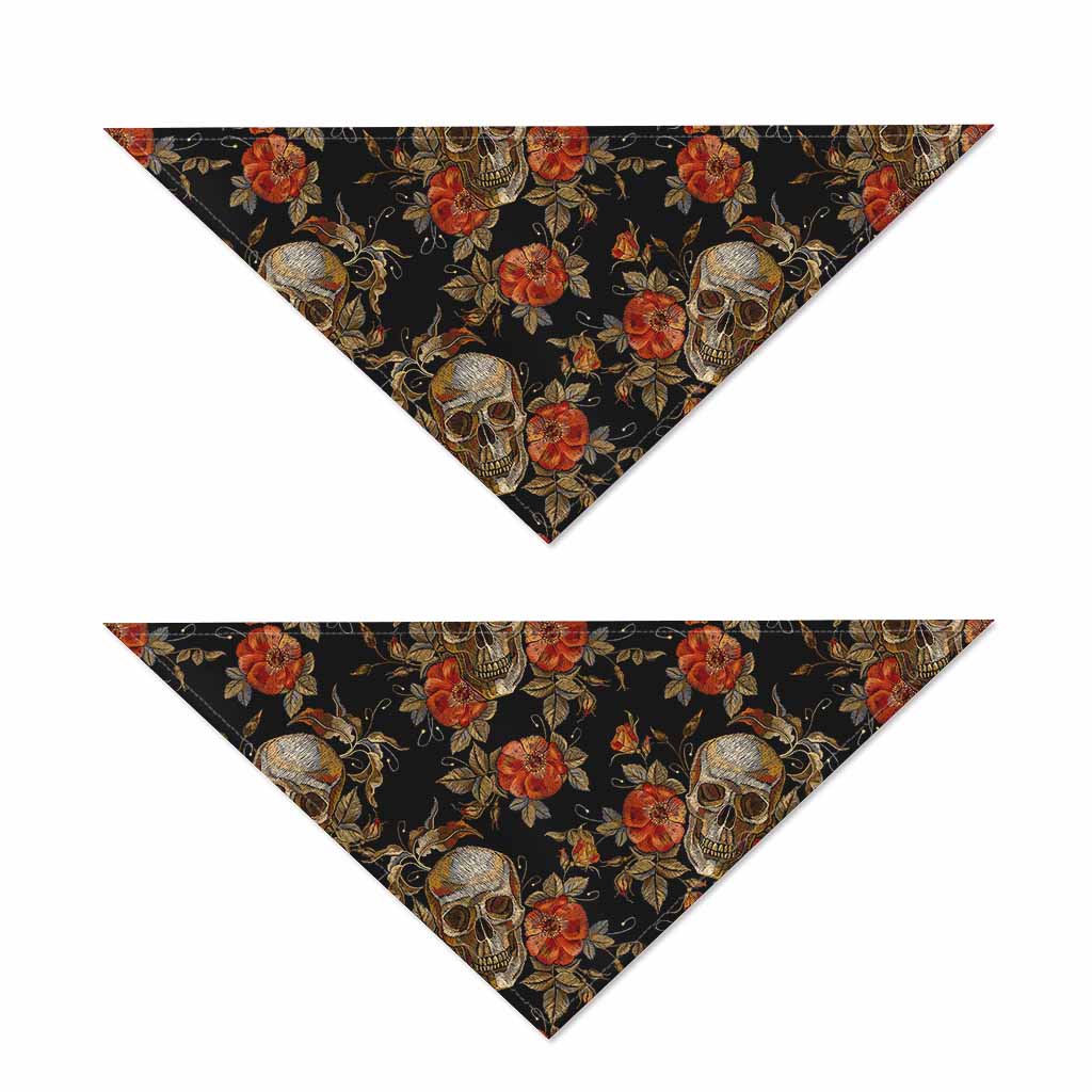 Vintage Floral Skull Pattern Print Dog Bandana
