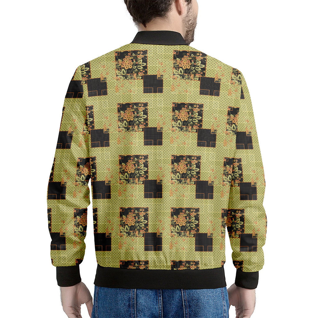 Vintage Flower Patchwork Pattern Print Men's Bomber Jacket