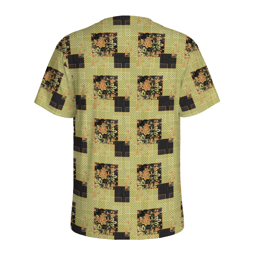 Vintage Flower Patchwork Pattern Print Men's Sports T-Shirt
