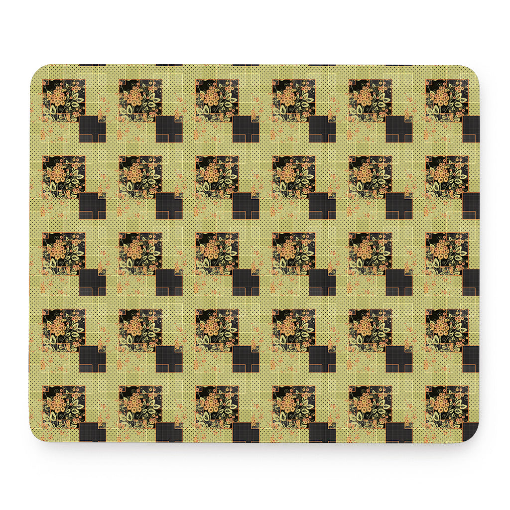 Vintage Flower Patchwork Pattern Print Mouse Pad