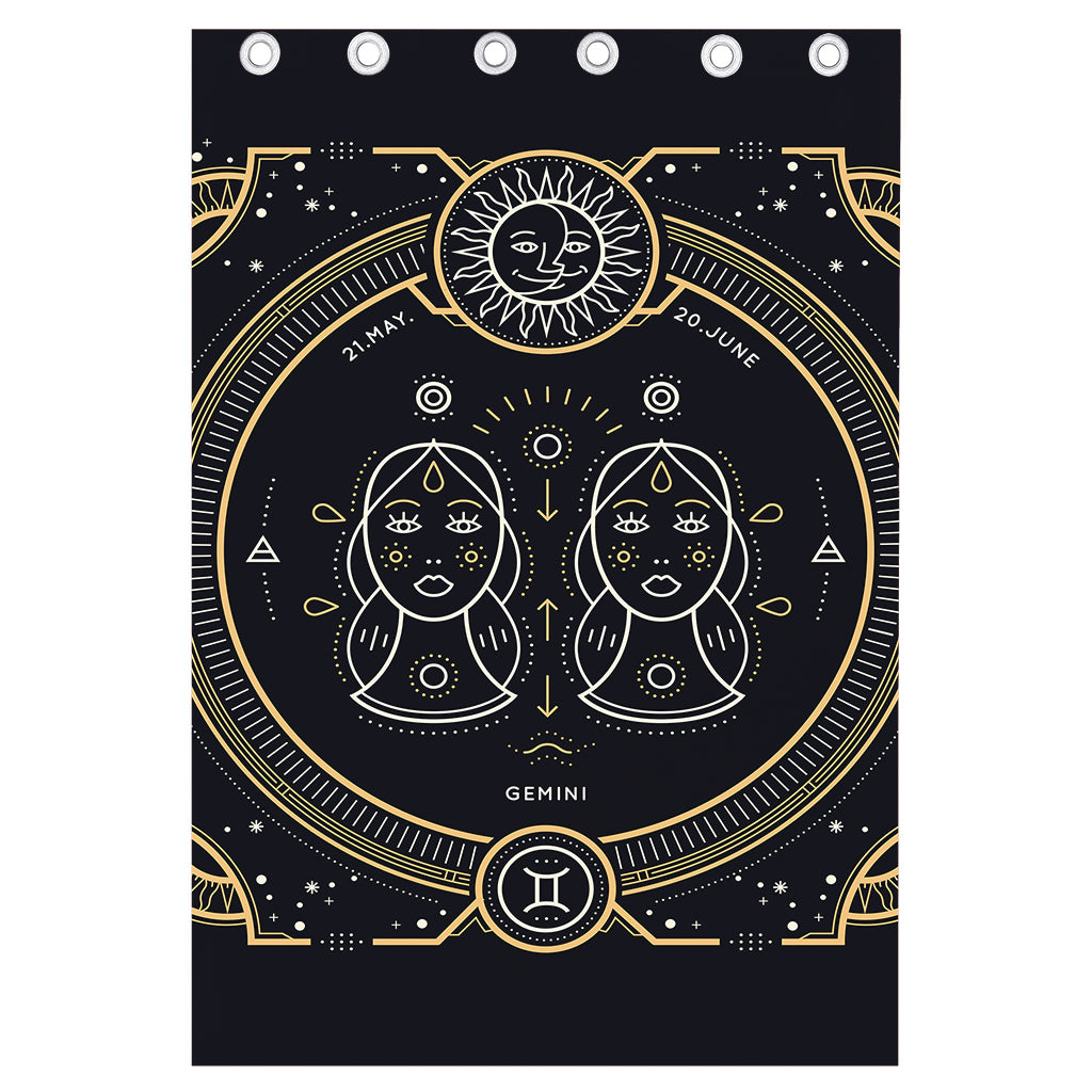 Vintage Gemini Zodiac Sign Print Curtain