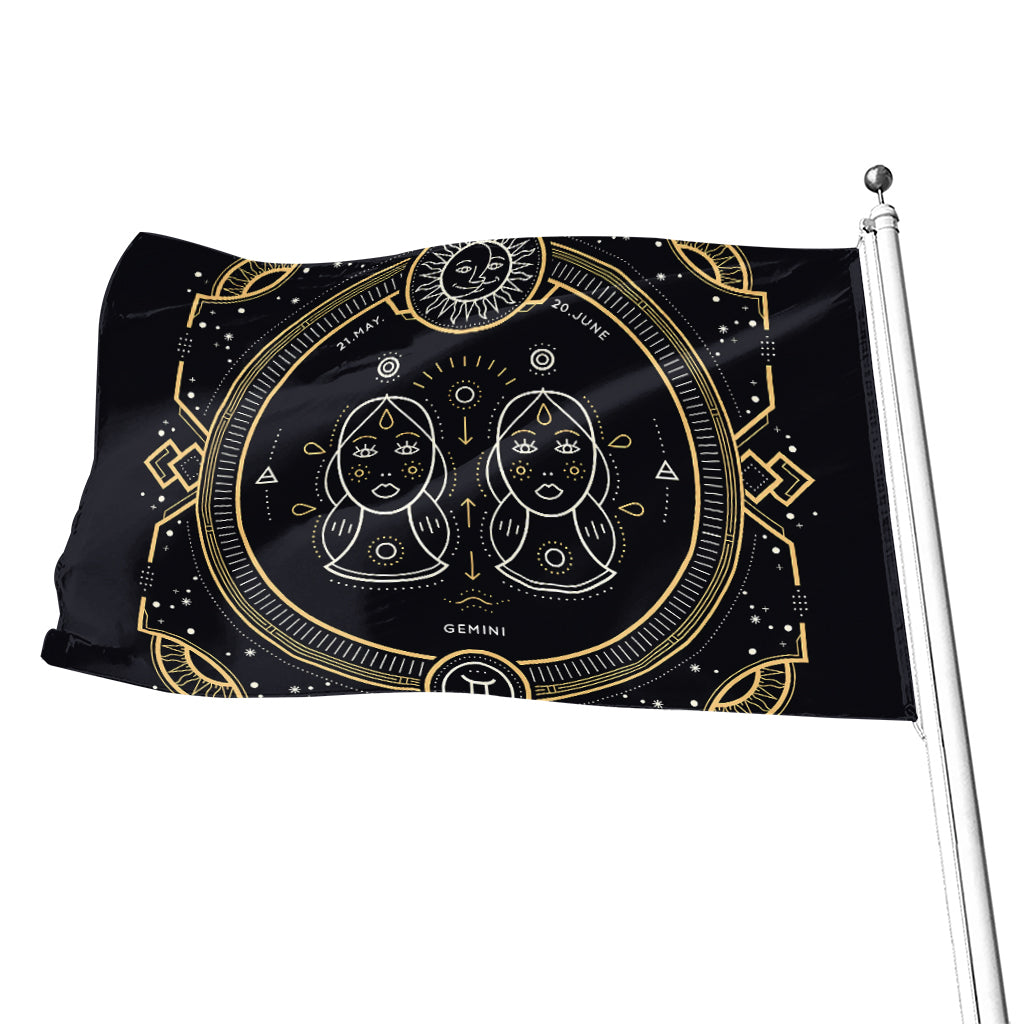 Vintage Gemini Zodiac Sign Print Flag