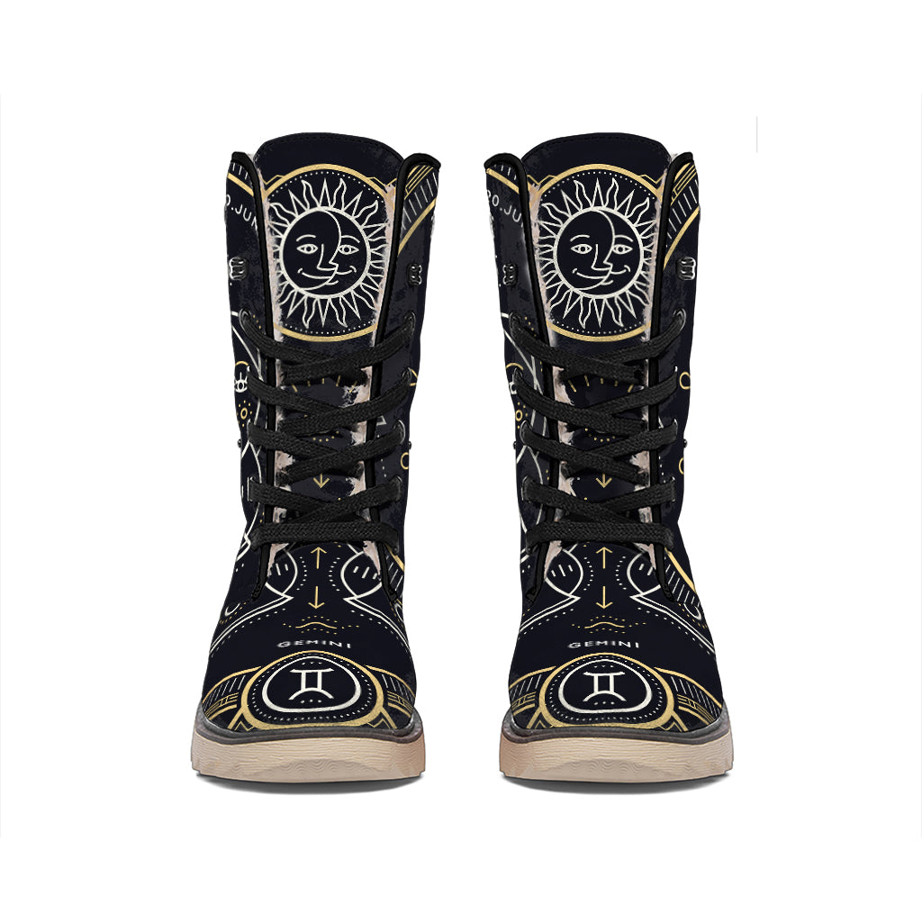 Vintage Gemini Zodiac Sign Print Winter Boots