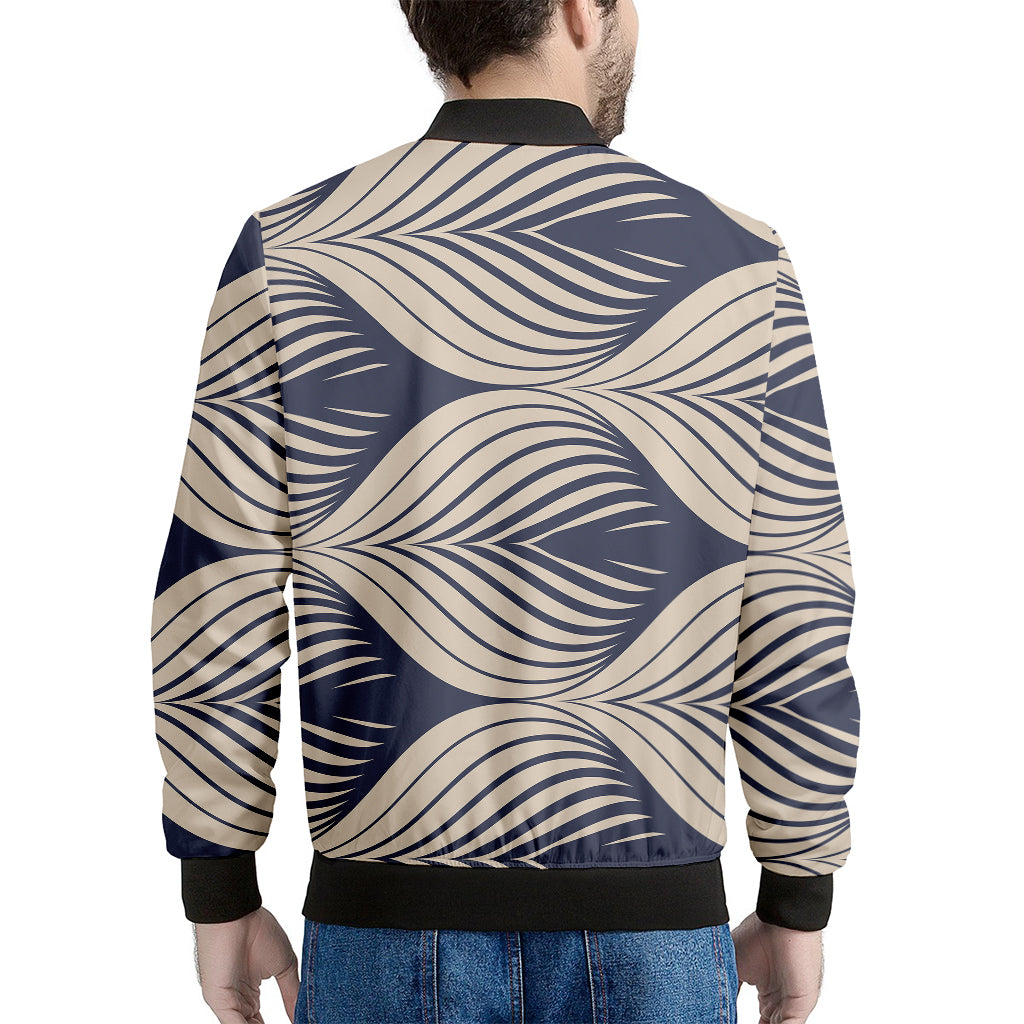 Vintage Geometric Leaf Pattern Print Men's Bomber Jacket