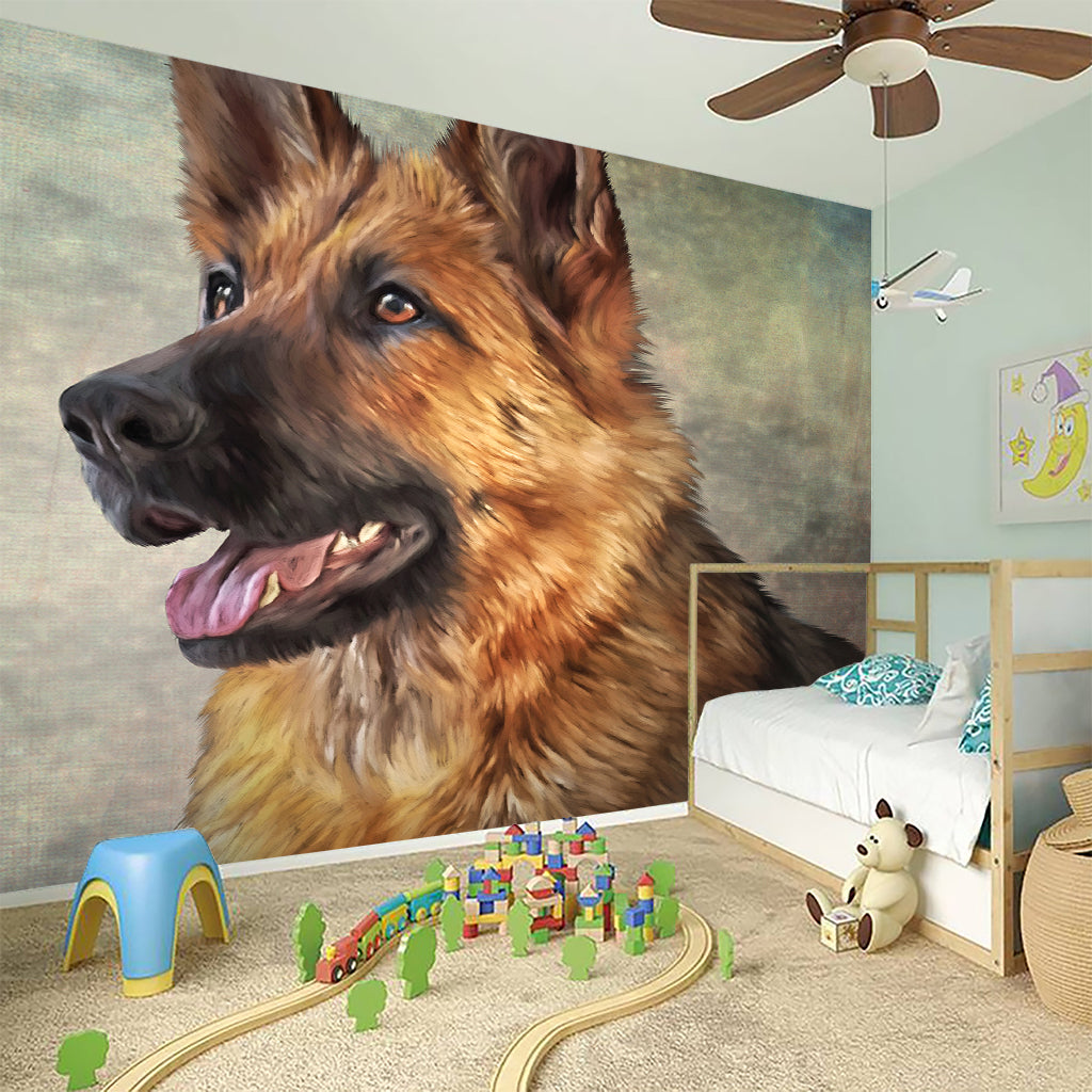 Vintage German Shepherd Portrait Print Wall Sticker