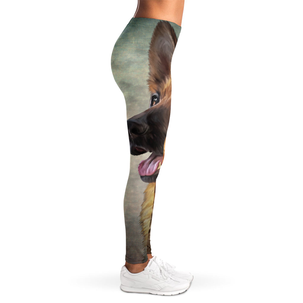Vintage German Shepherd Portrait Print Women's Leggings