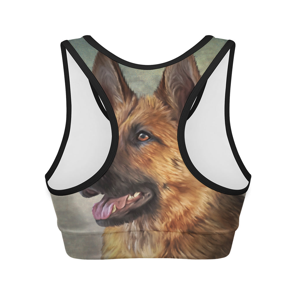 Vintage German Shepherd Portrait Print Women's Sports Bra