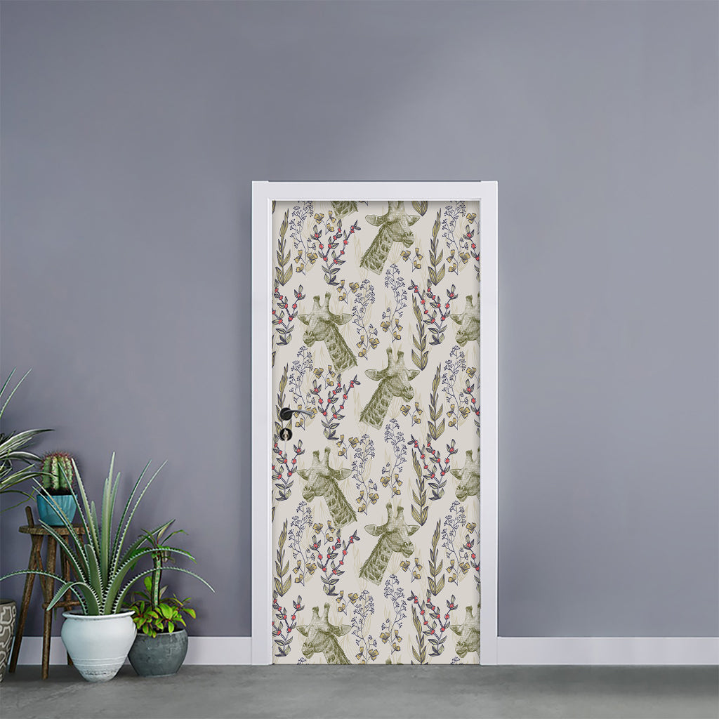 Vintage Giraffe Print Door Sticker