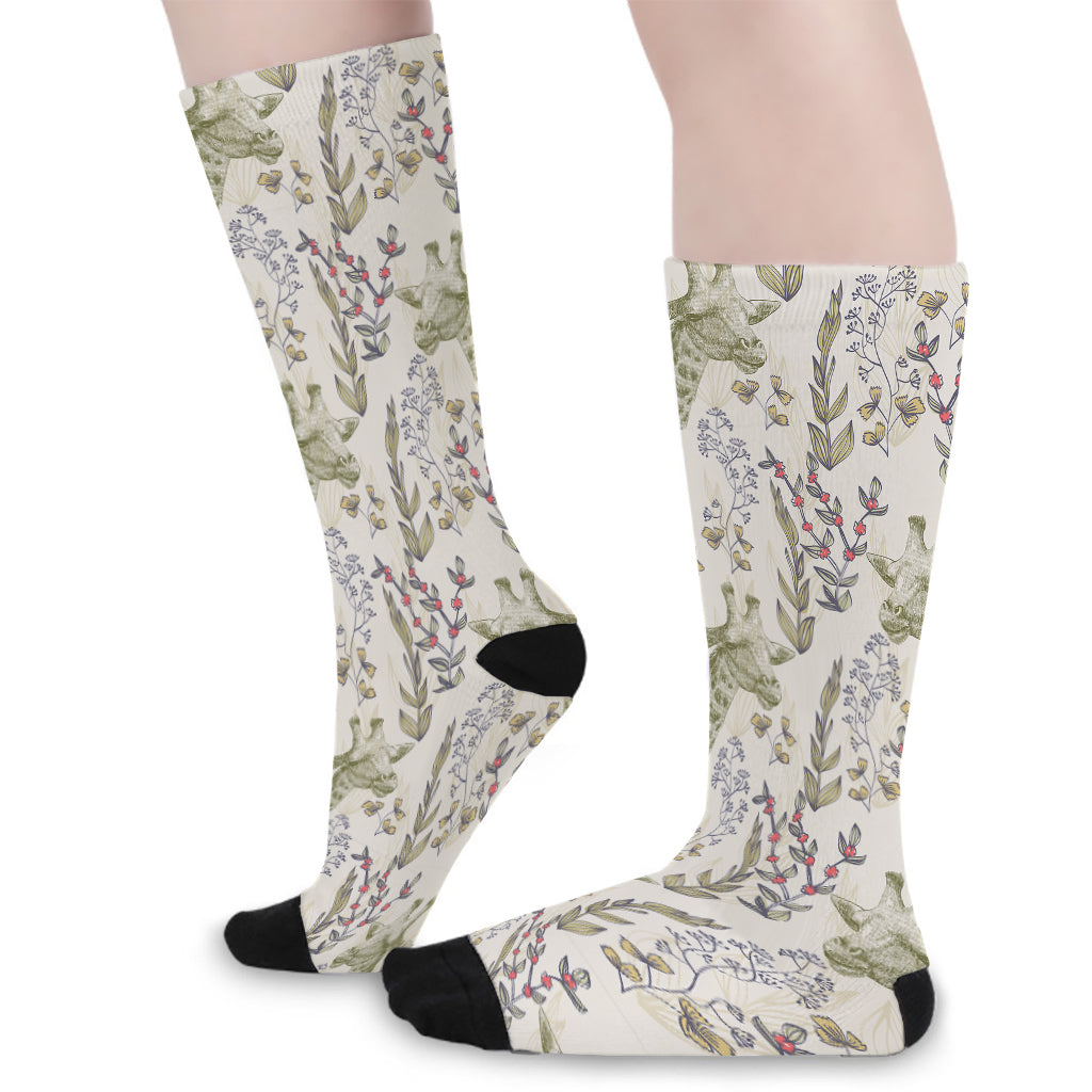 Vintage Giraffe Print Long Socks