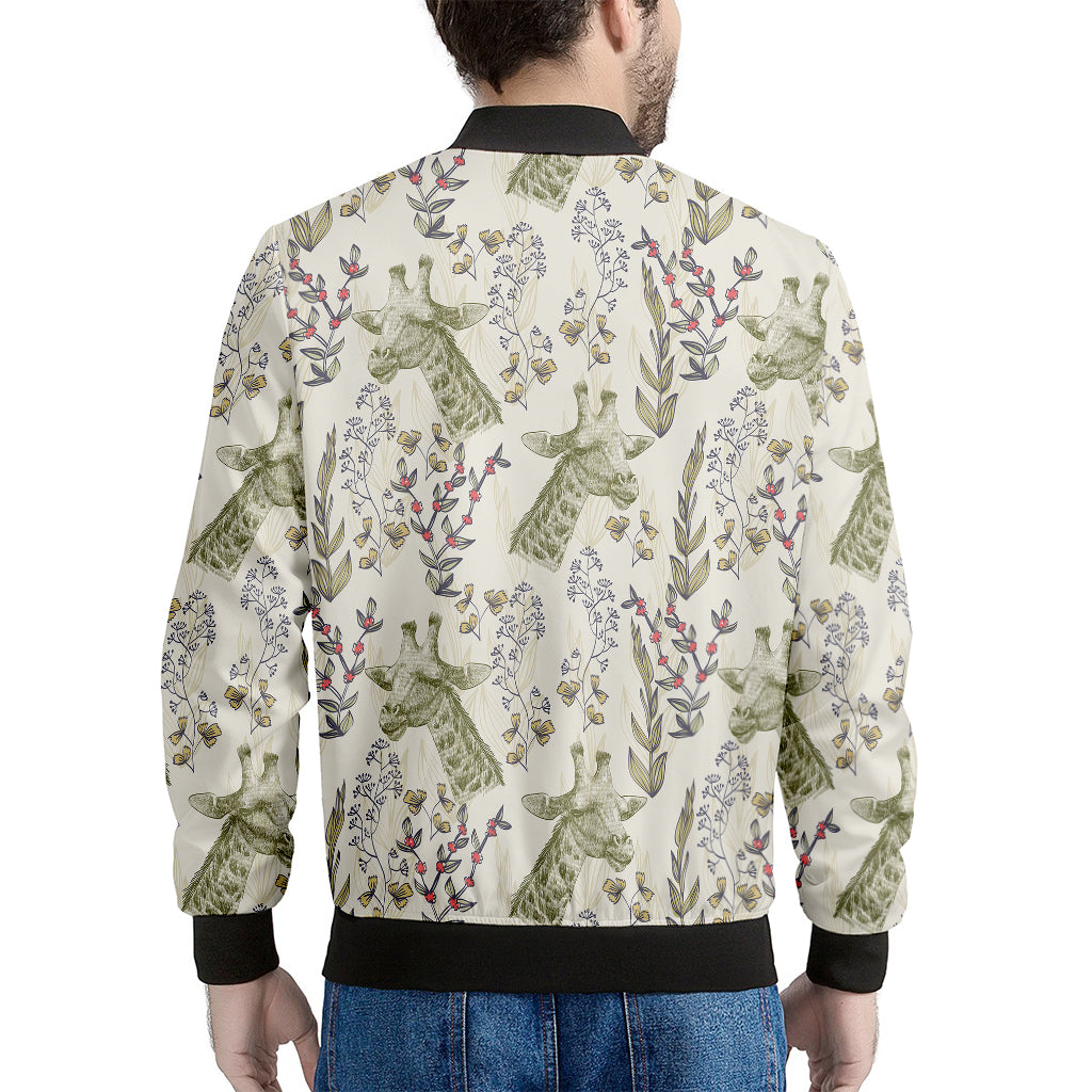 Vintage Giraffe Print Men's Bomber Jacket