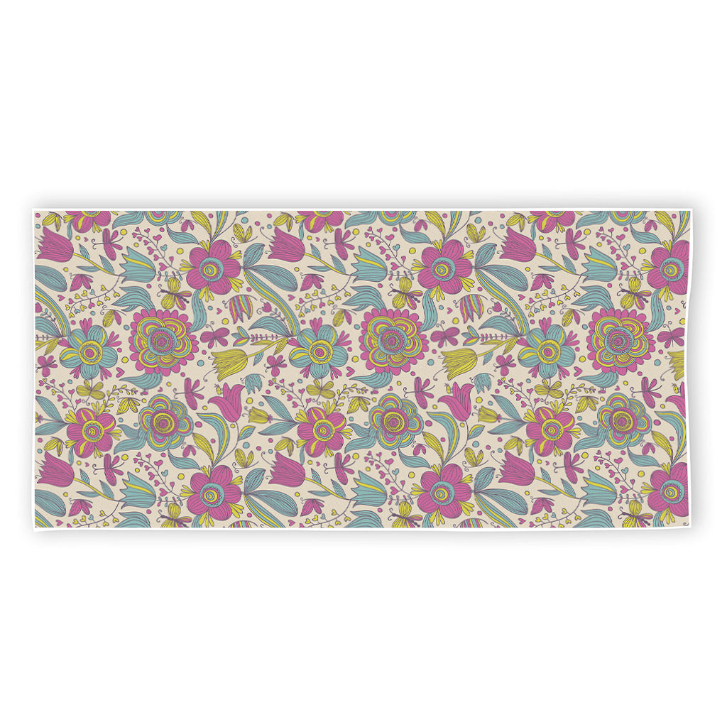 Vintage Girly Floral Print Beach Towel