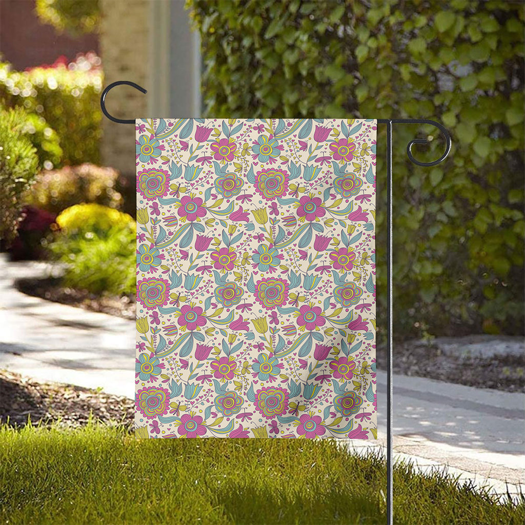 Vintage Girly Floral Print House Flag