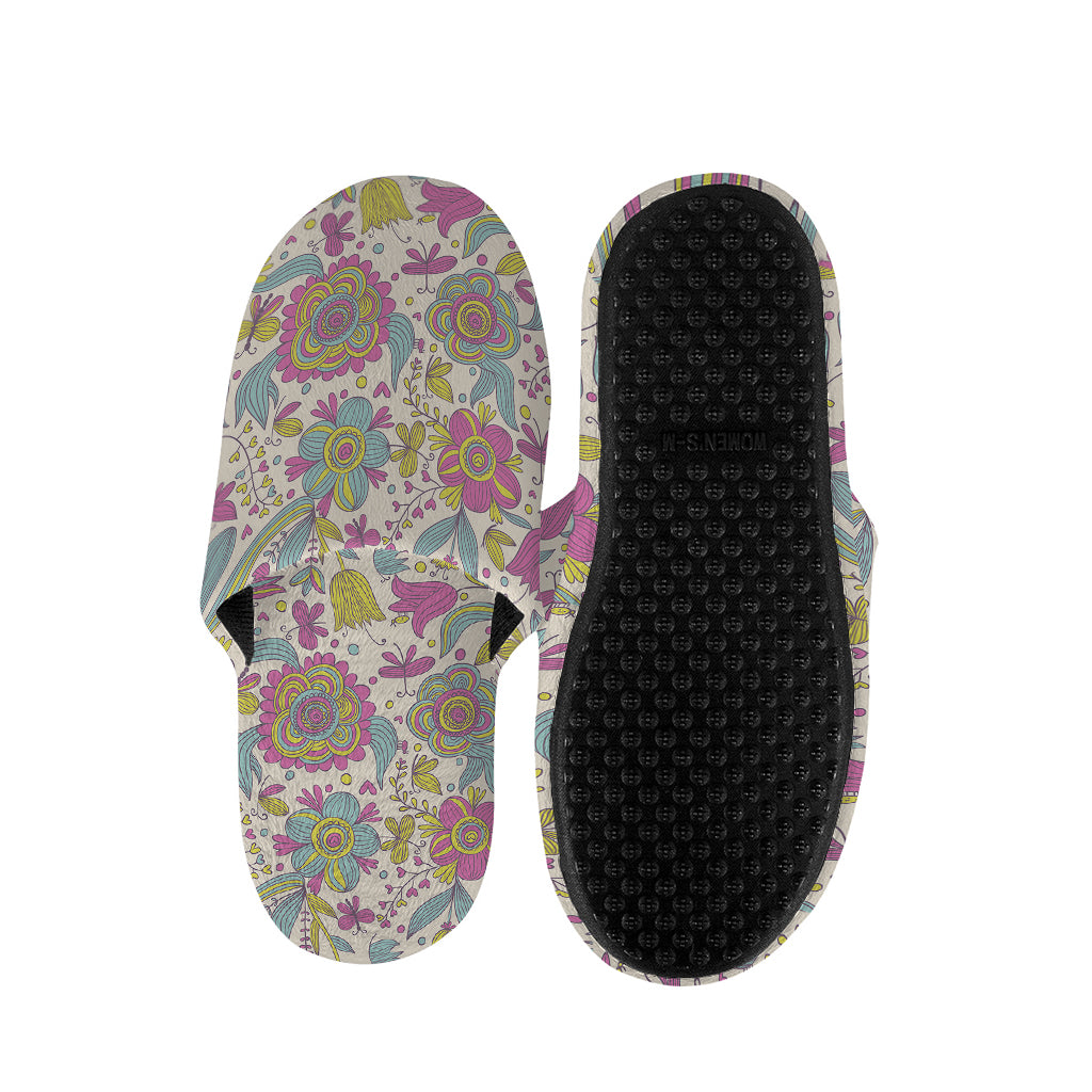 Vintage Girly Floral Print Slippers