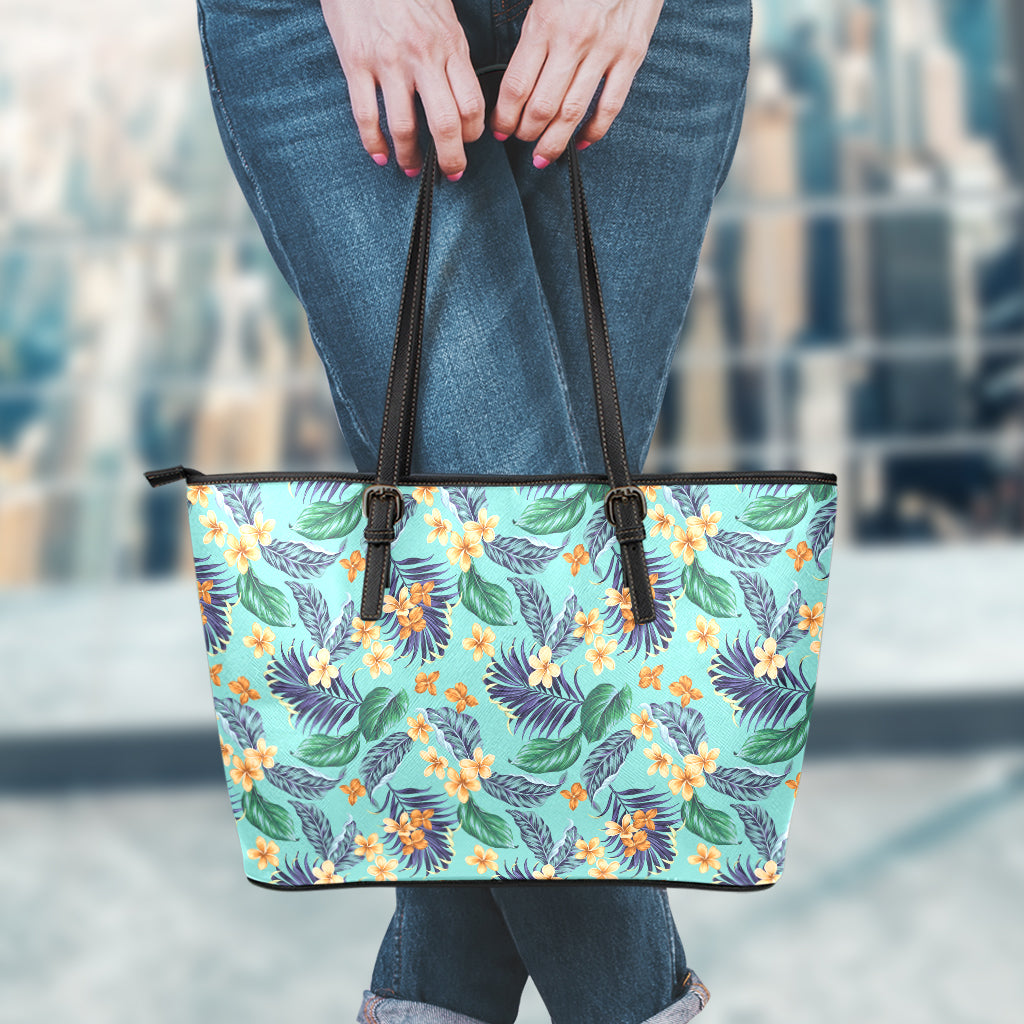 Vintage Hawaiian Aloha Pattern Print Leather Tote Bag