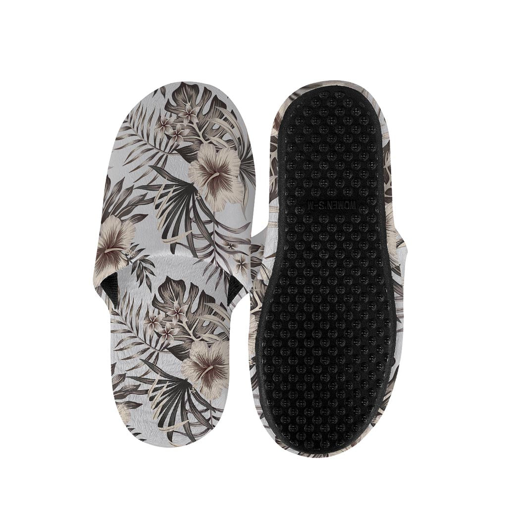Vintage Hibiscus Plumeria Pattern Print Slippers